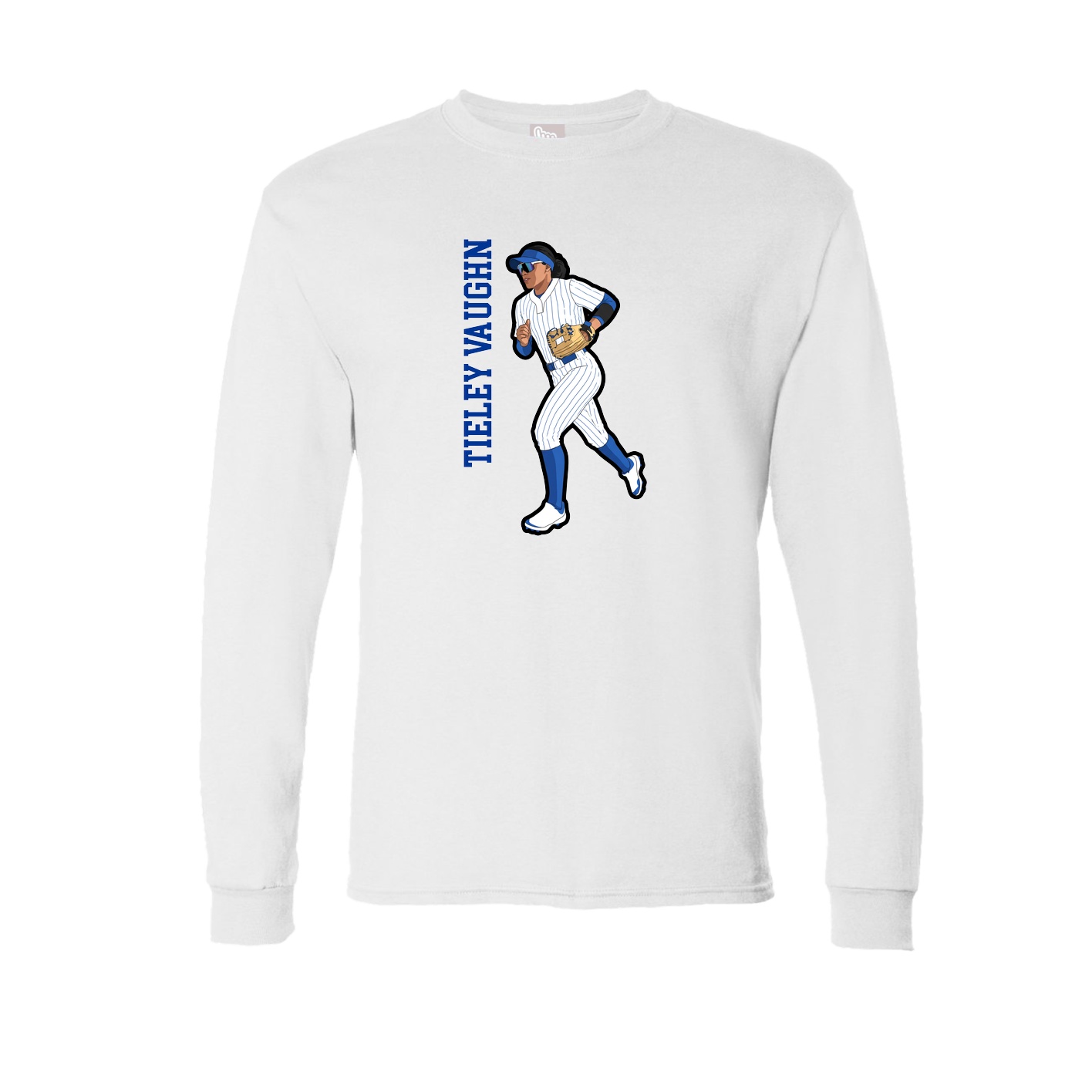 Long Sleeve Tee — Name Vertical in White
