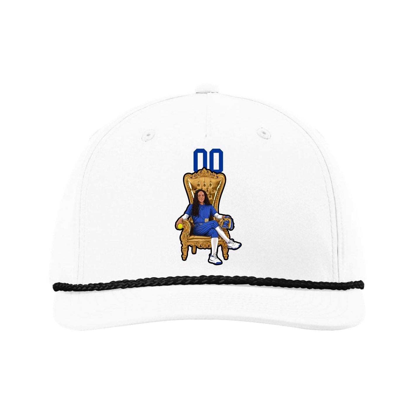 Five-Panel Classic Rope Cap — Number Top in White