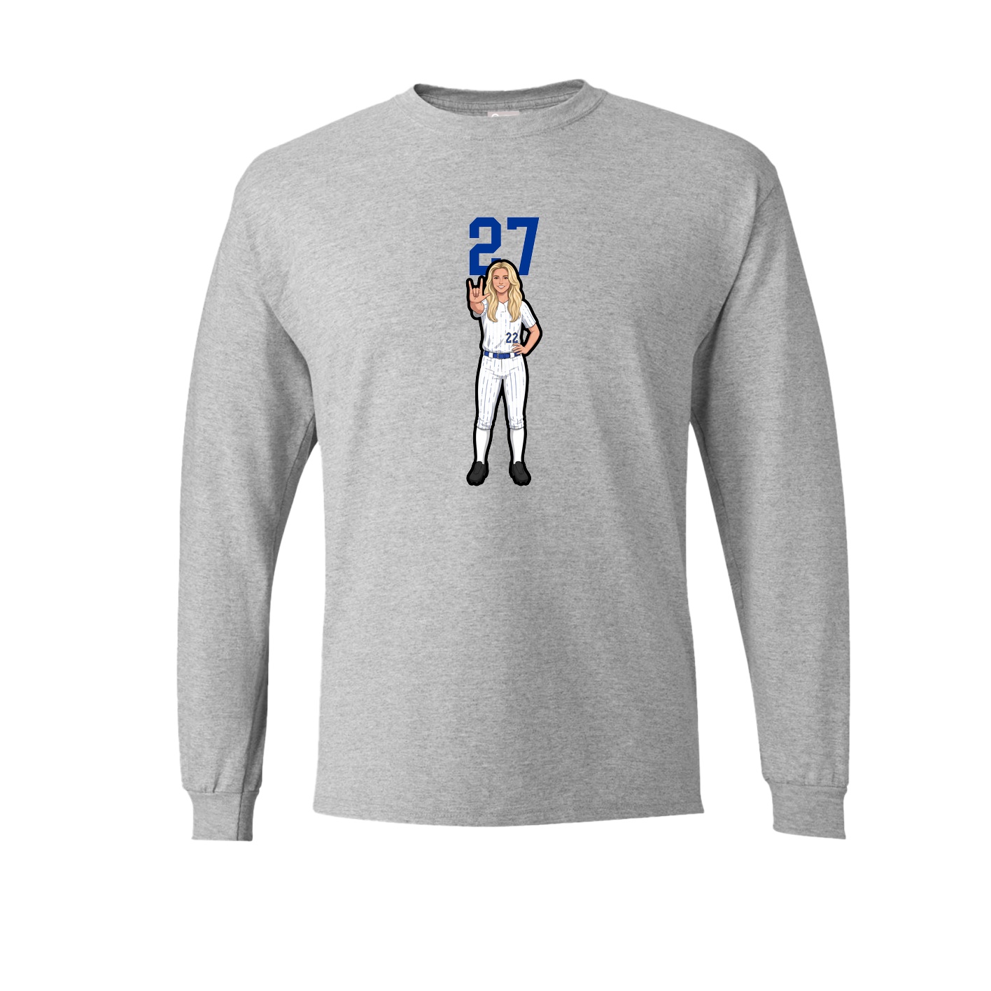 Long Sleeve Tee — Number Top in Grey