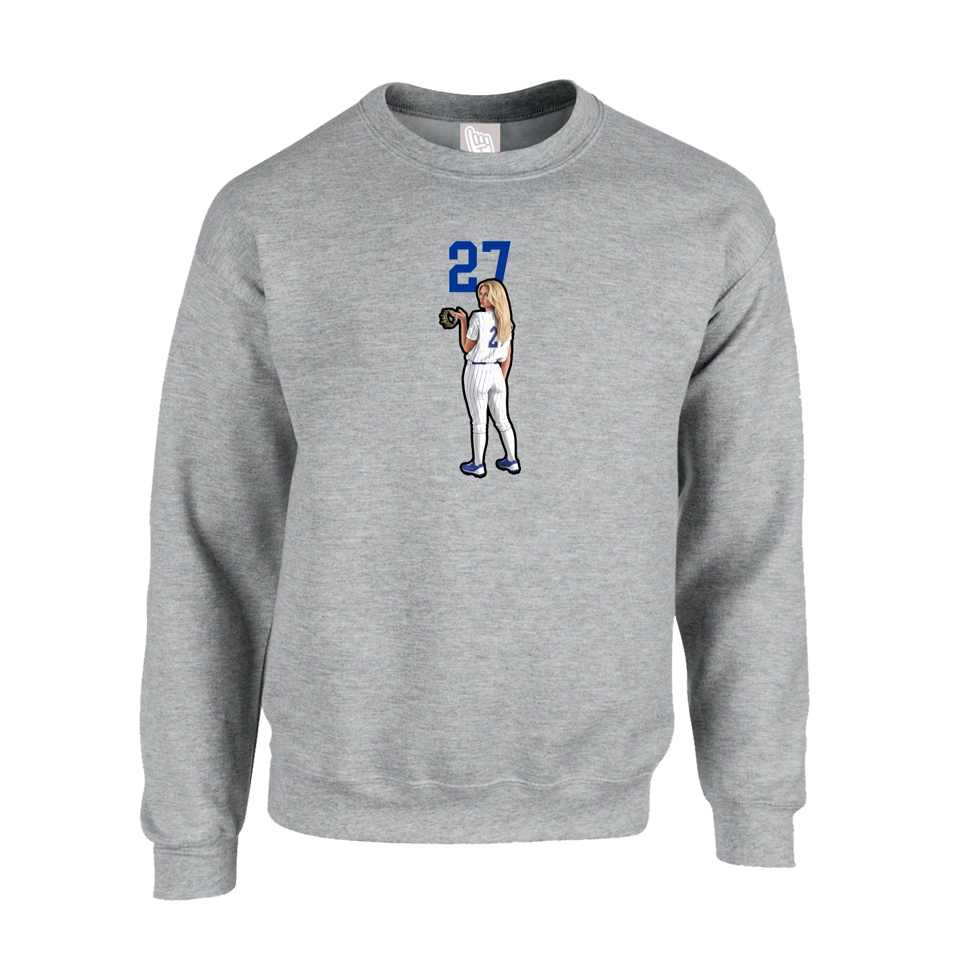Fleece Crew — Number Top in Grey