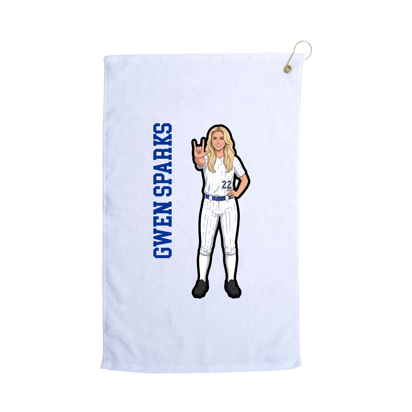 Golf Towel — Name Vertical in White