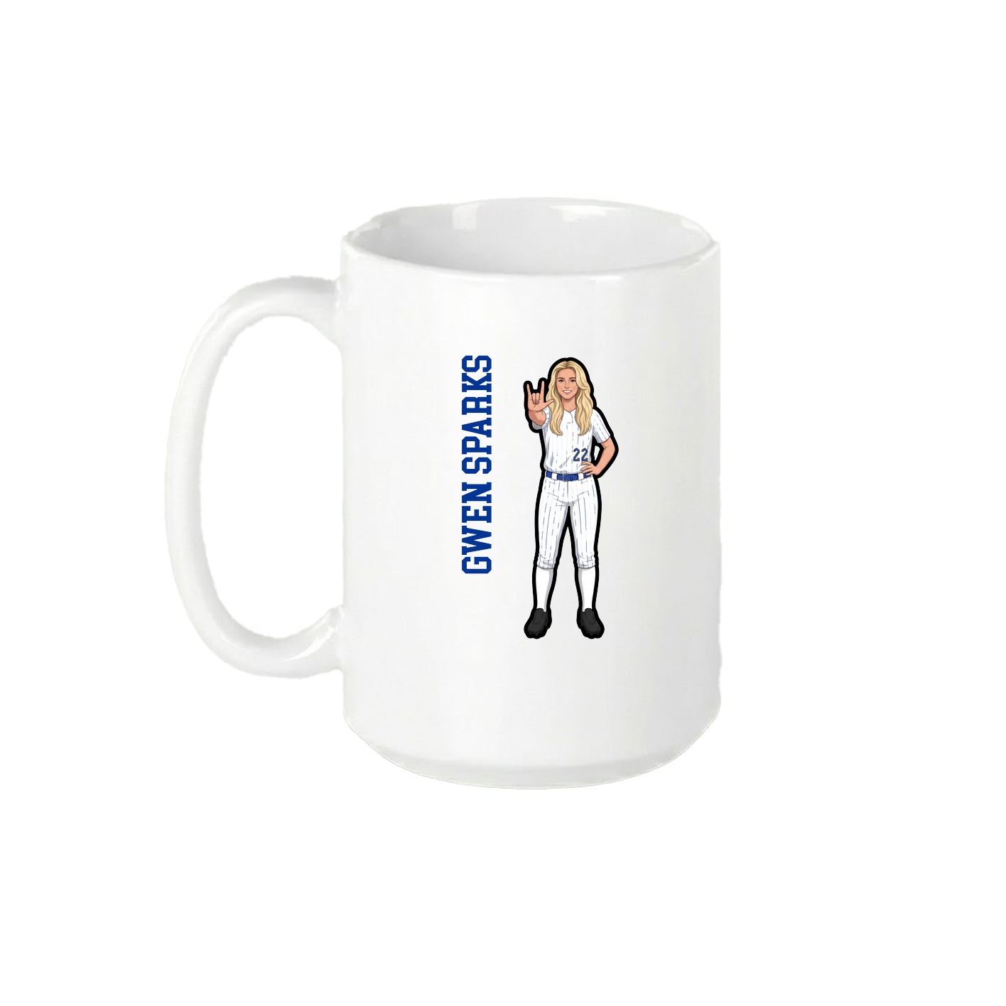 15oz Coffee Mug — Name Vertical in White