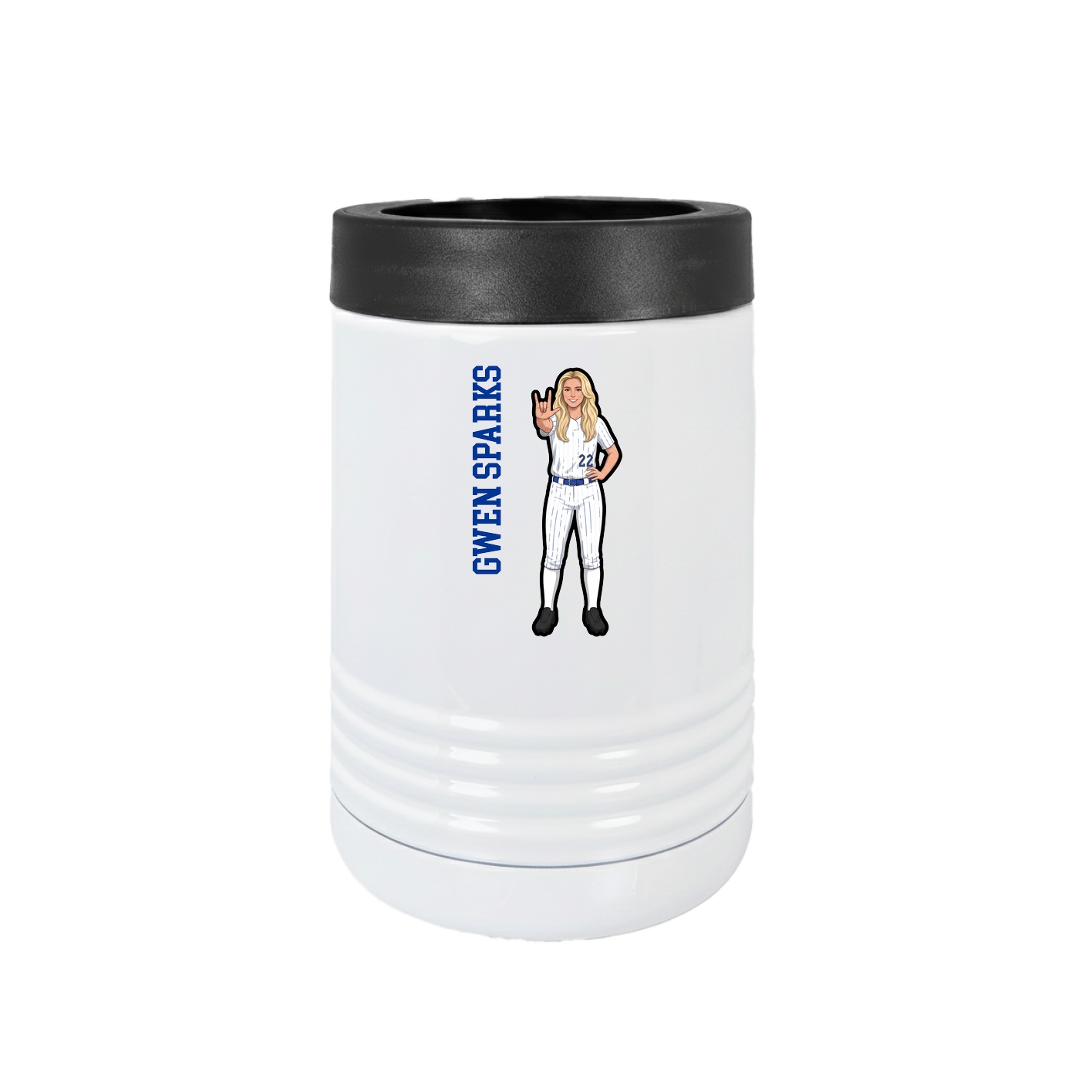 Beverage Holder — Name Vertical in White