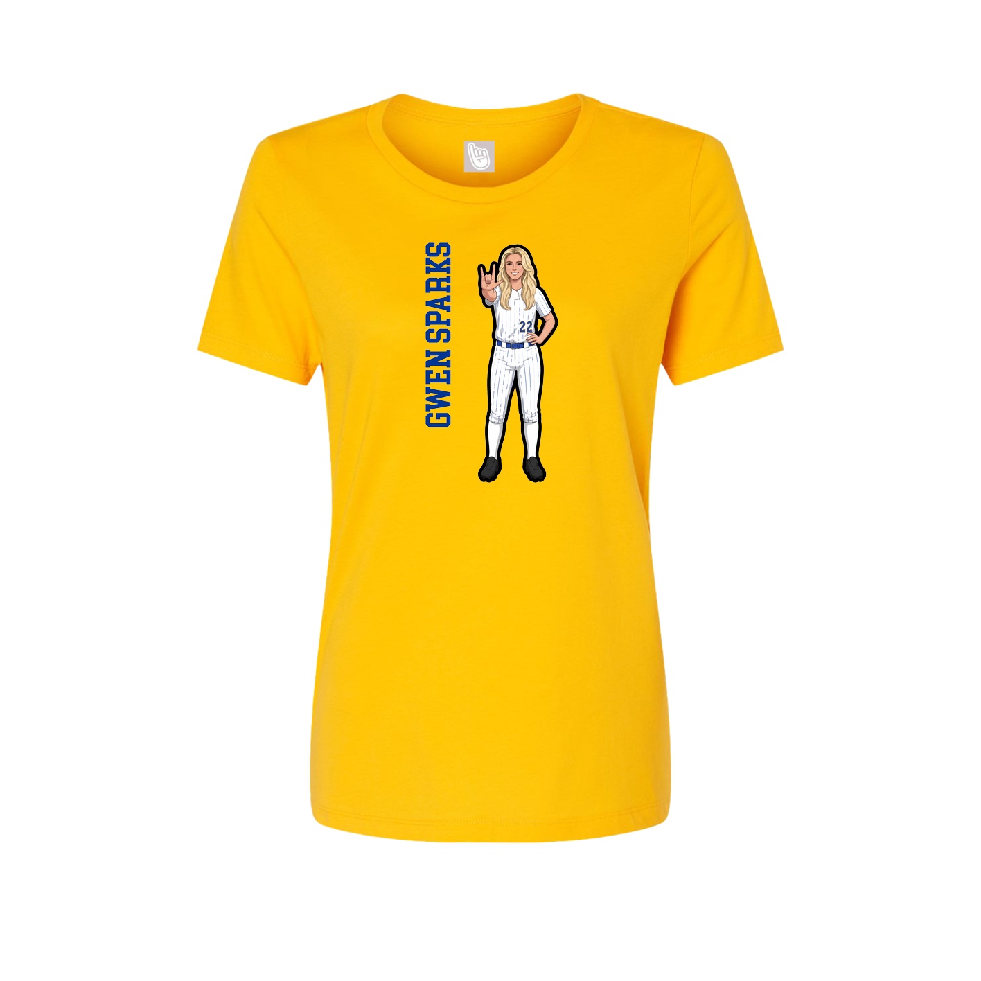 Fitted Women's Tee — Name Vertical in Gold