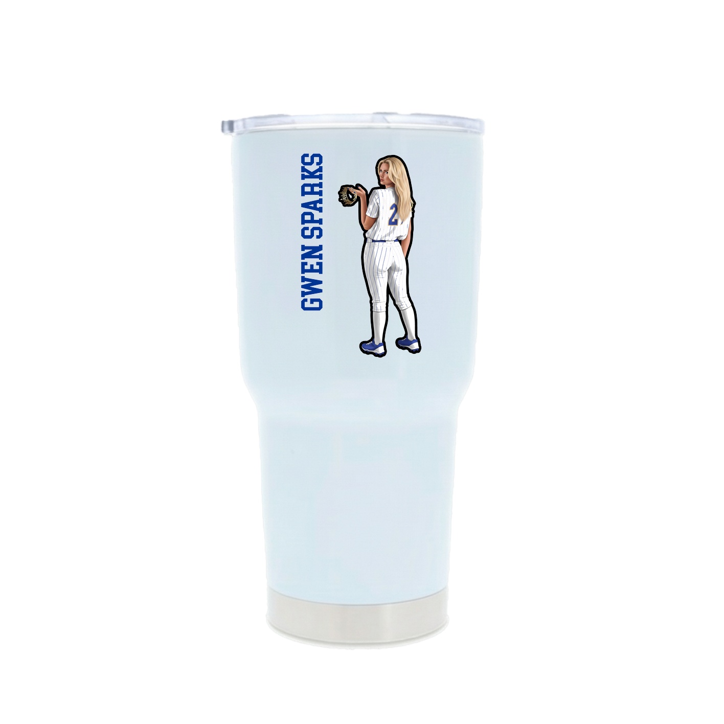 30oz Stainless Steel Tumbler — Name Vertical in White