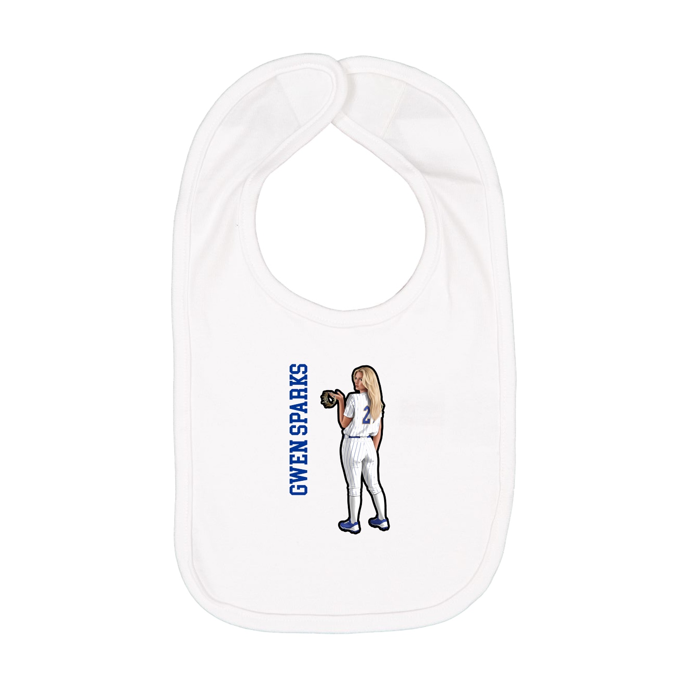 Infant Bib — Name Vertical in White