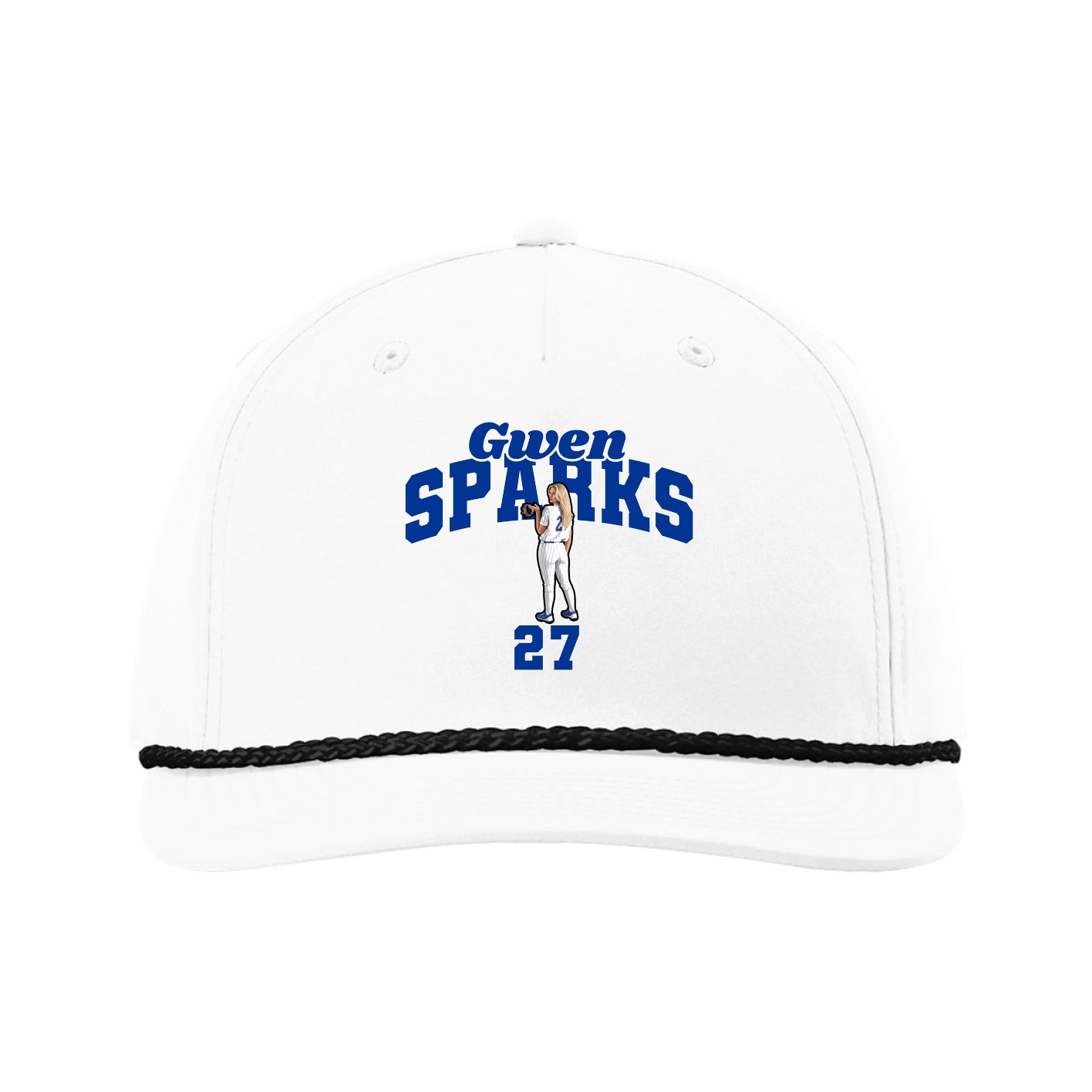 Five-Panel Classic Rope Cap — Signature Arch in White