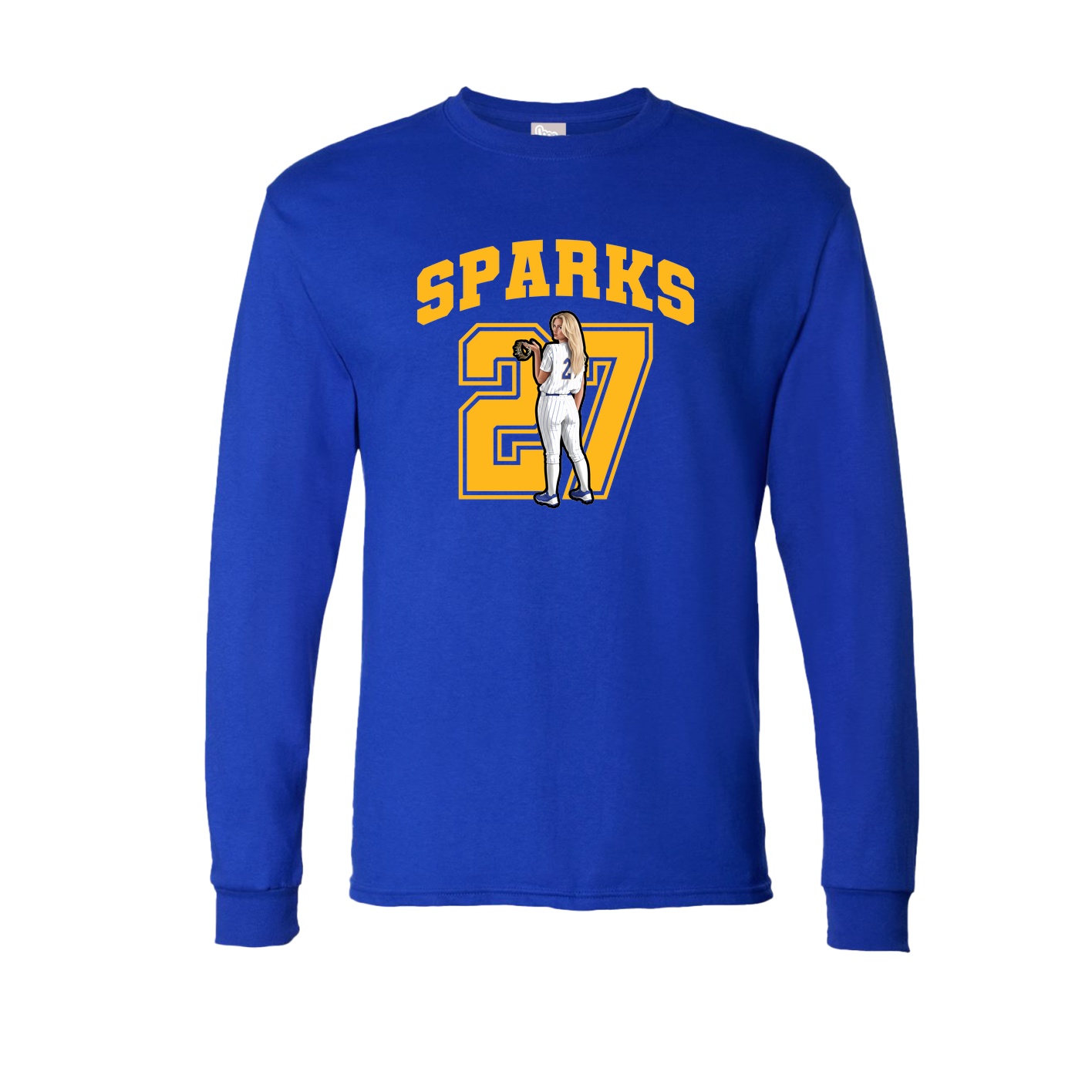 Long Sleeve Tee — Number in Royal