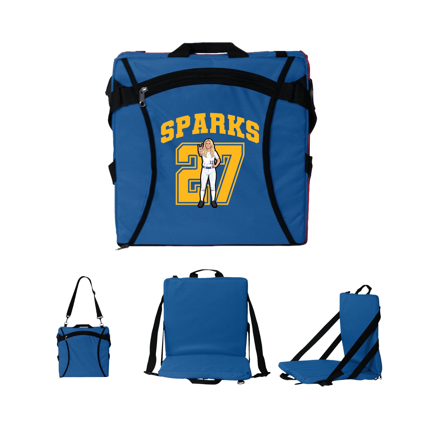 Folding Stadium Seat — Number in Royal