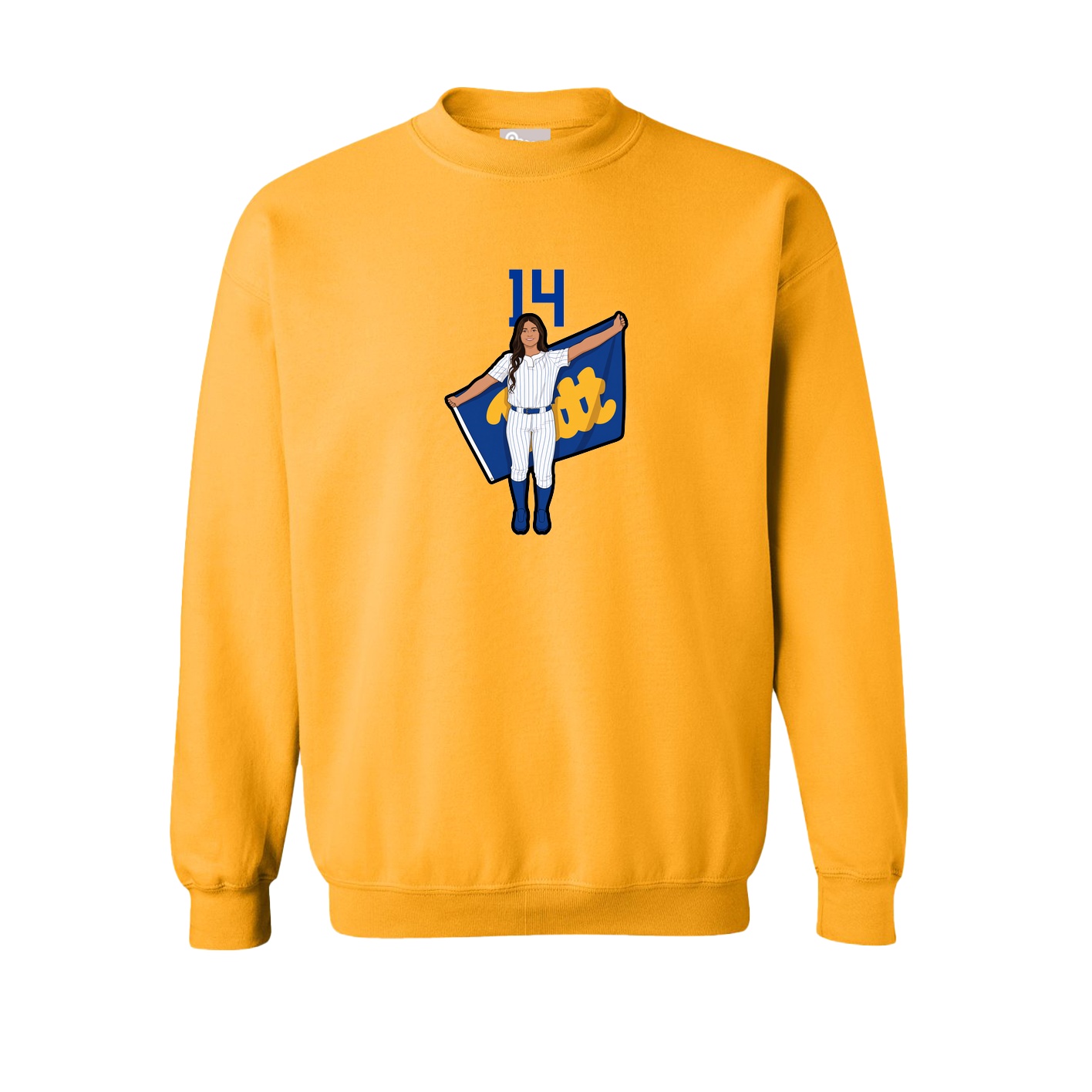 Fleece Crew — Number Top in Gold