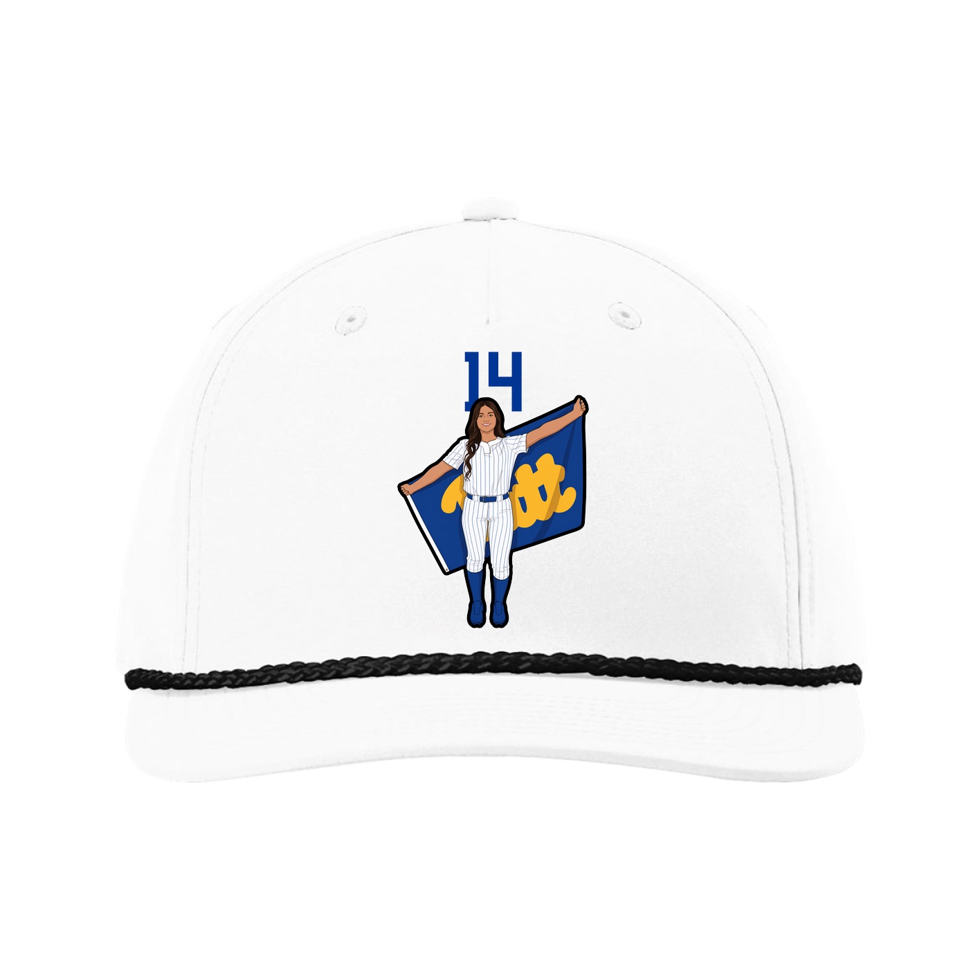 Five-Panel Classic Rope Cap — Number Top in White