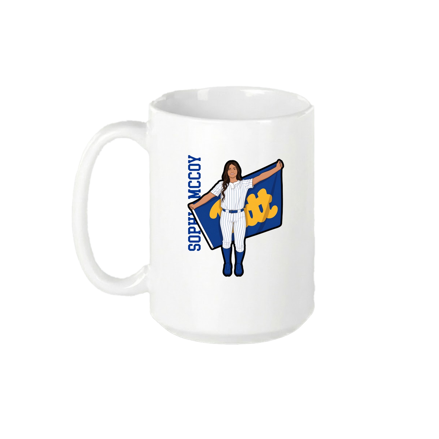 15oz Coffee Mug — Name Vertical in White