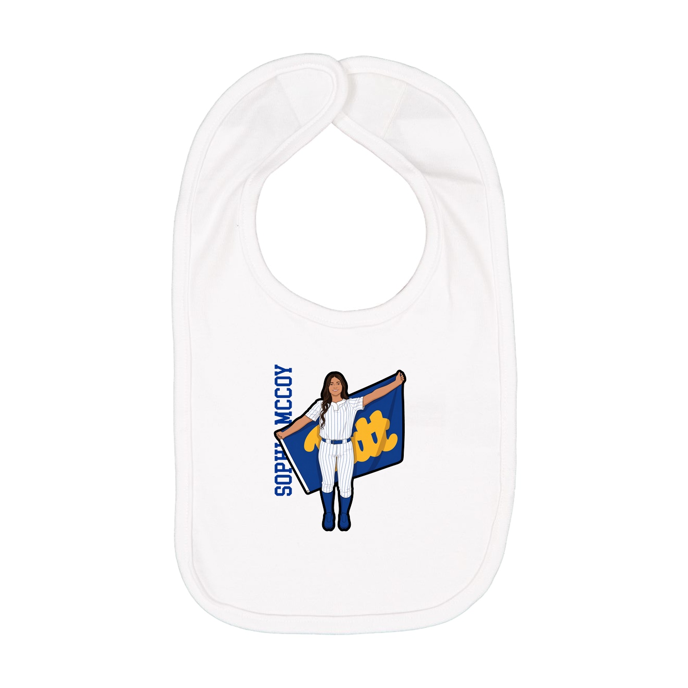 Infant Bib — Name Vertical in White