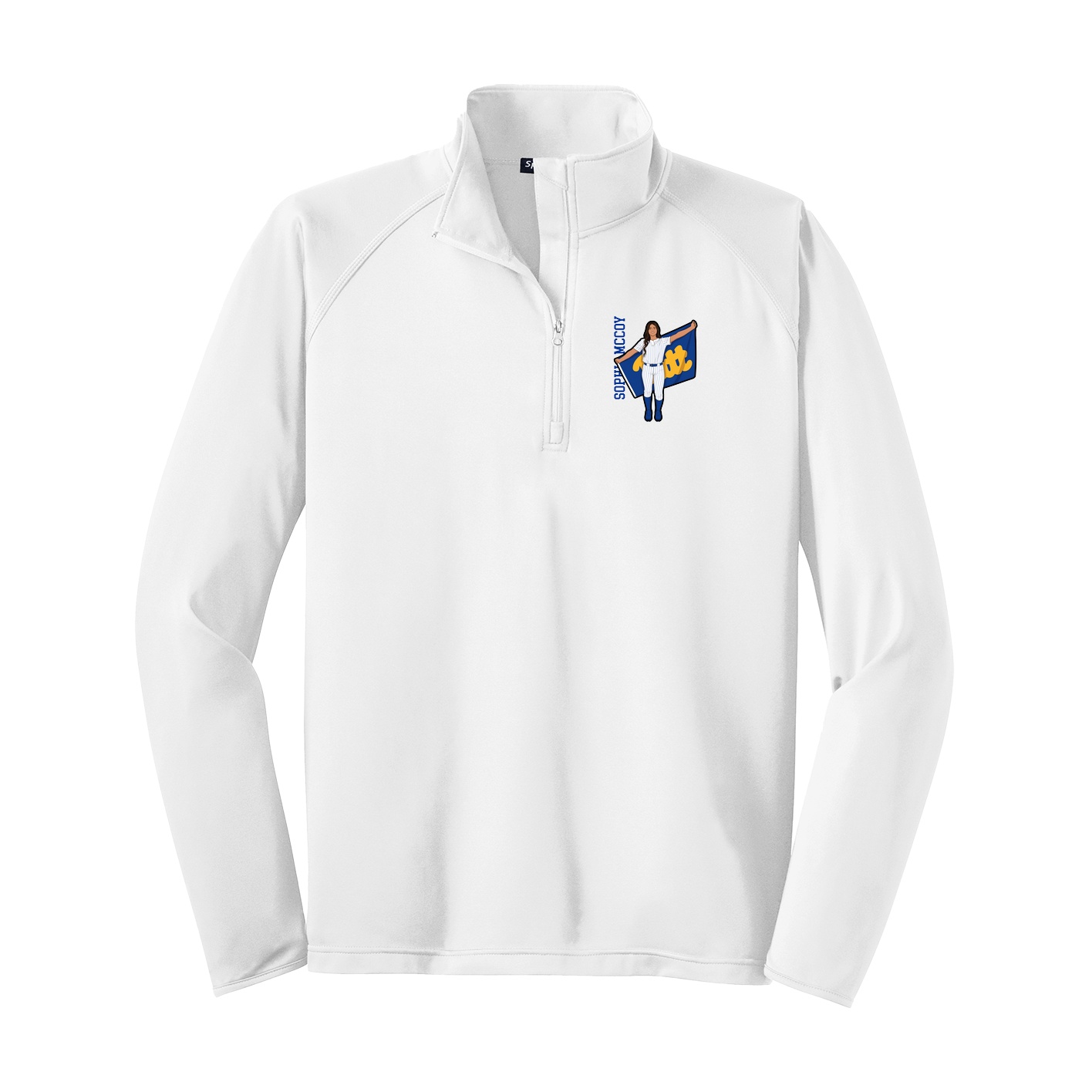 Q-Zip Pullover — Name Vertical in White