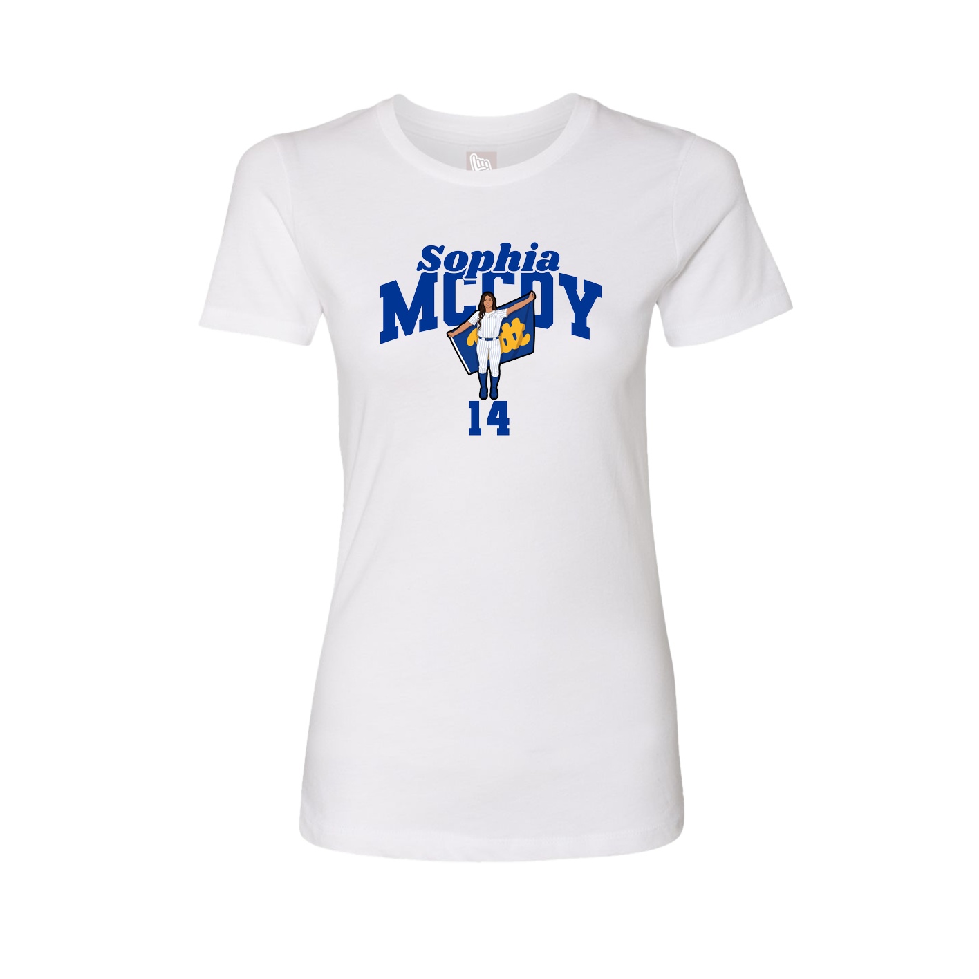 Fitted Women's Tee — Signature Arch in White