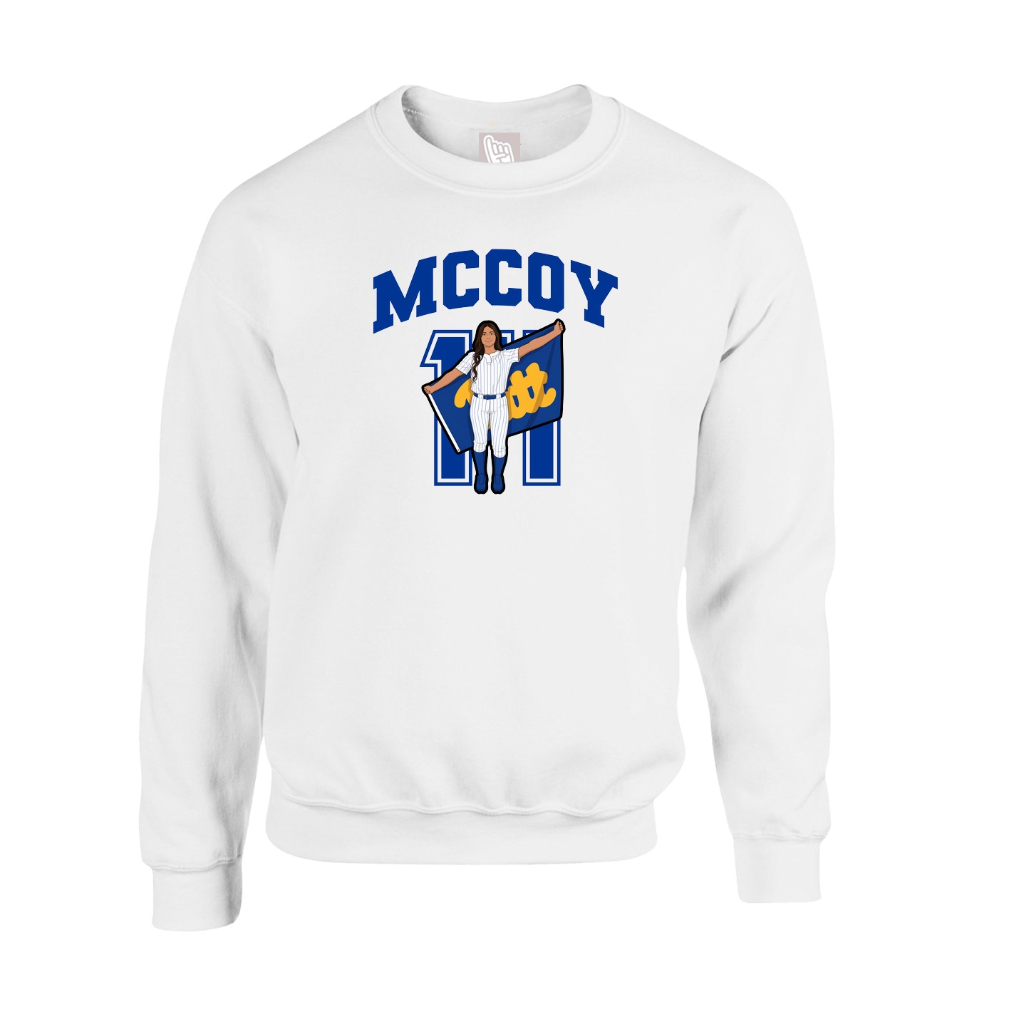 Fleece Crew — Number in White