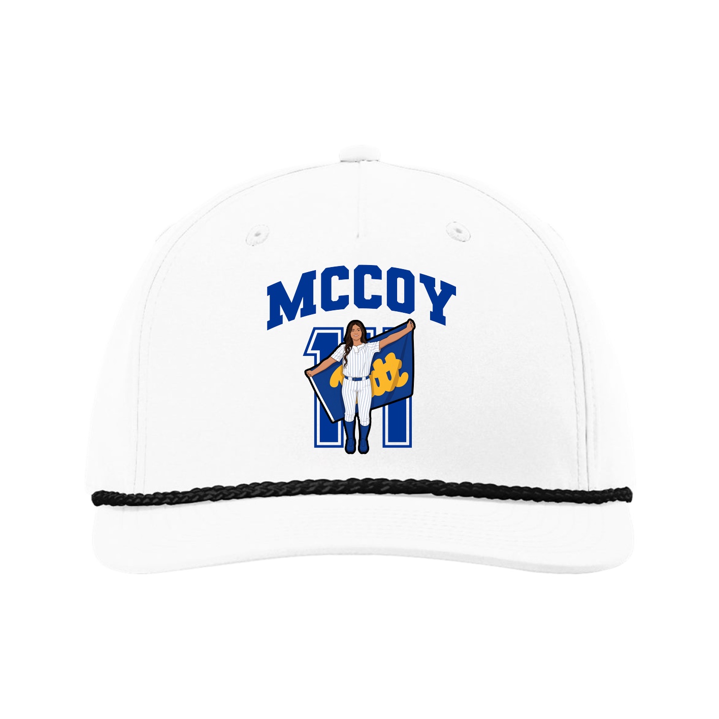 Five-Panel Classic Rope Cap — Number in White