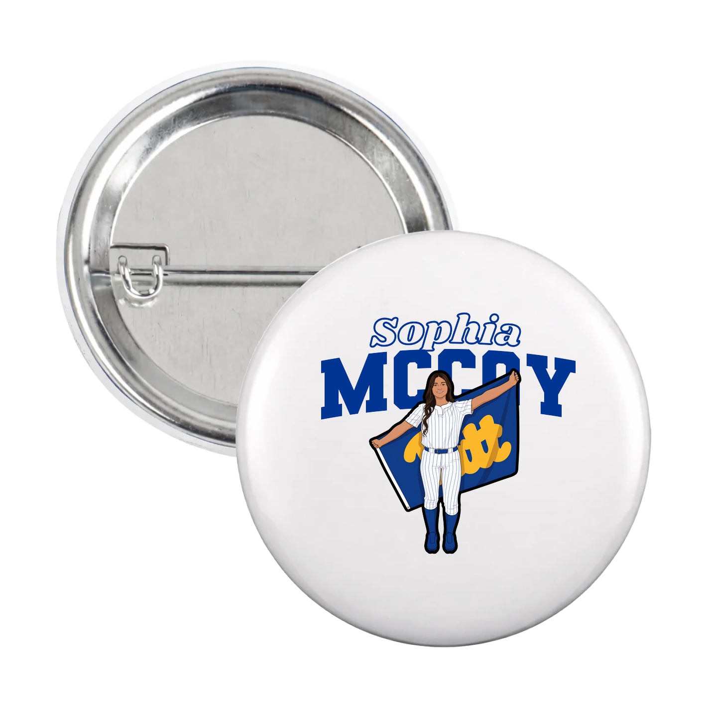 Game Day Button — Name Arch in White