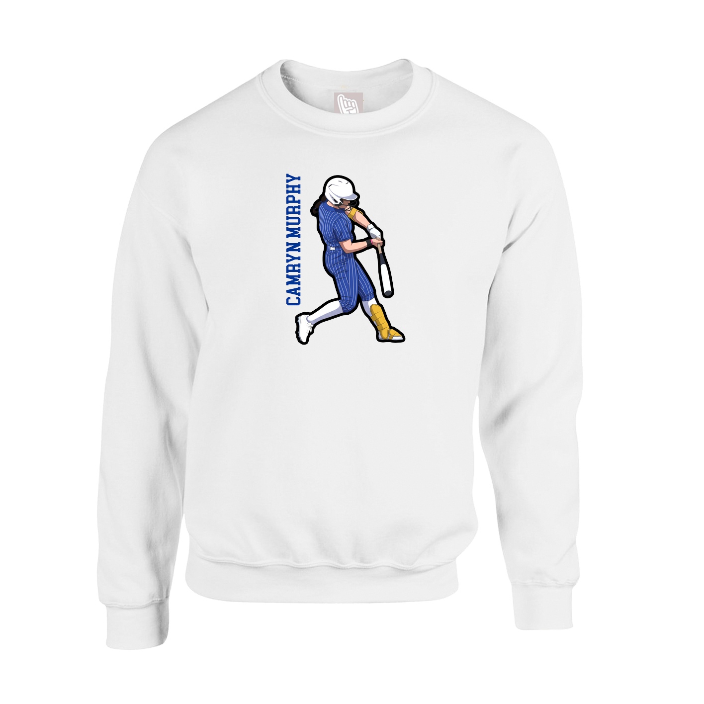 Fleece Crew — Name Vertical in White