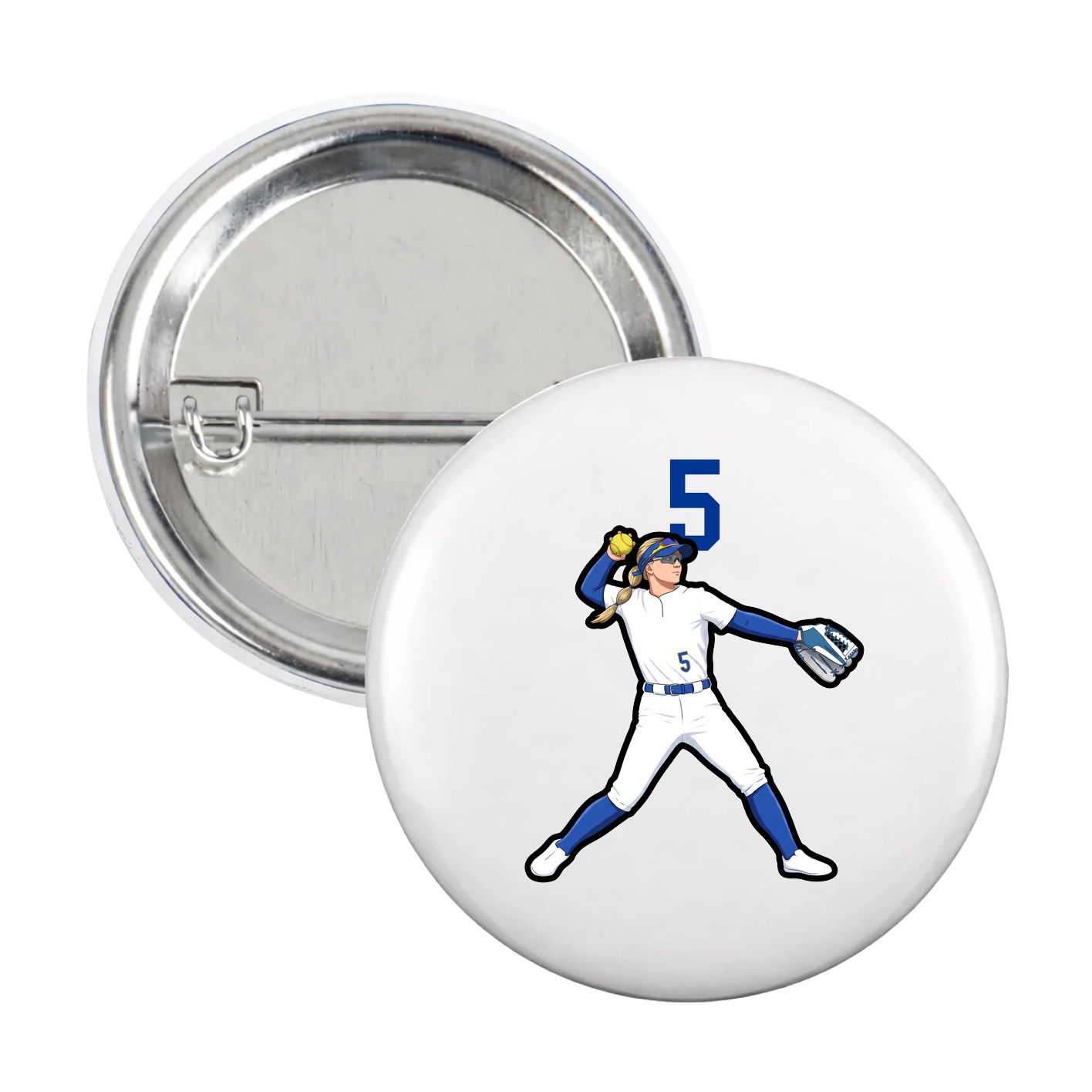 Game Day Button — Number Top in White