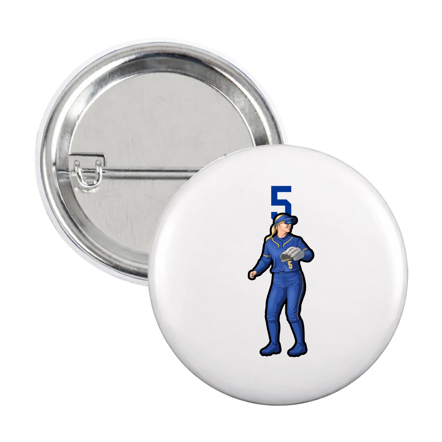 Game Day Button — Number Top in White