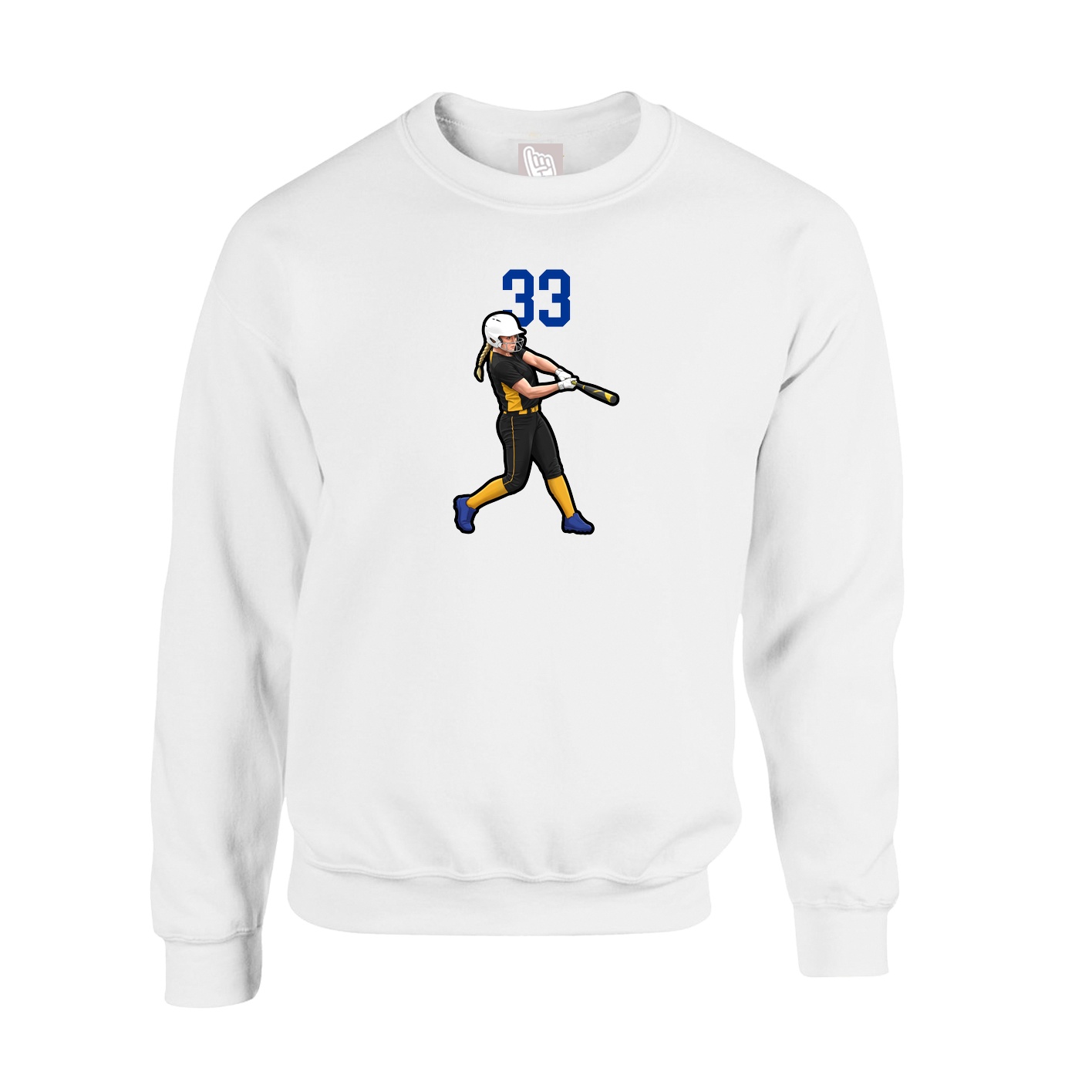 Fleece Crew — Number Top in White