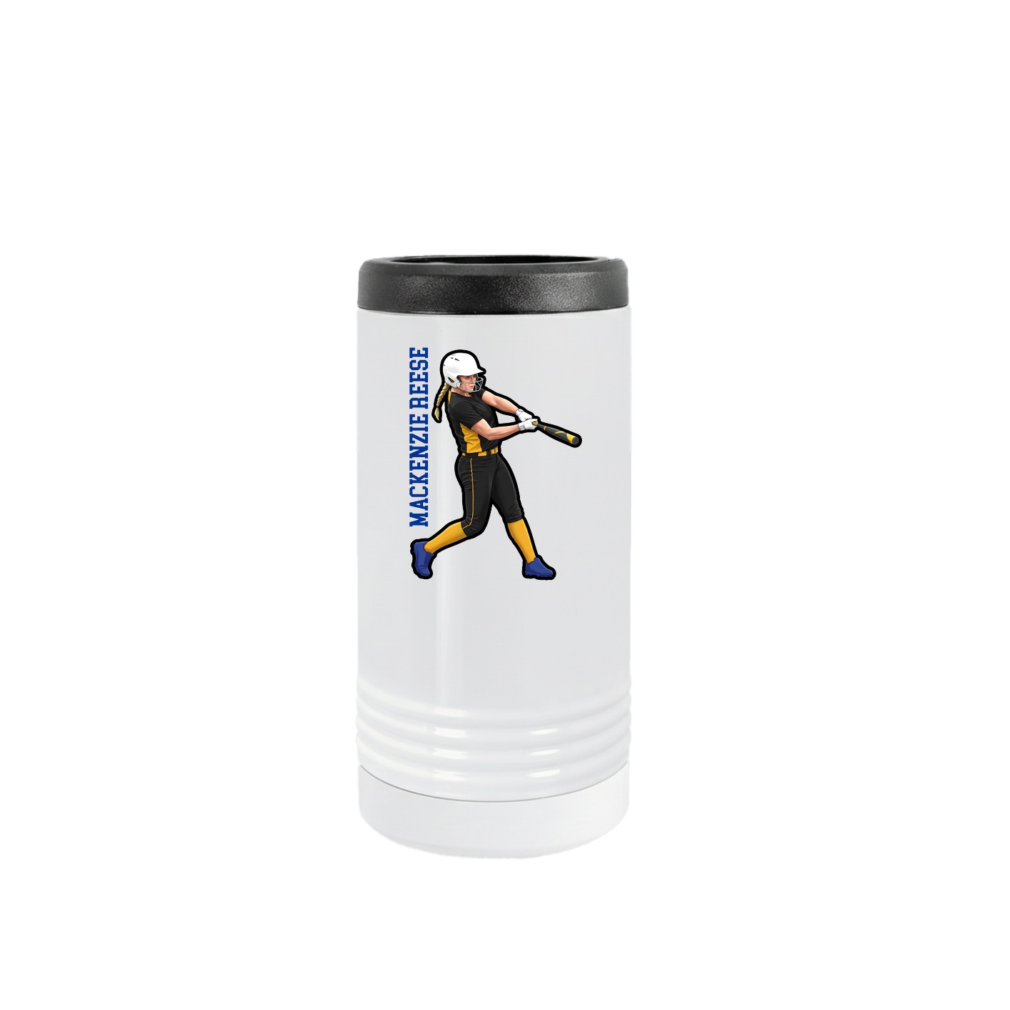 Slim Beverage Holder — Name Vertical in White