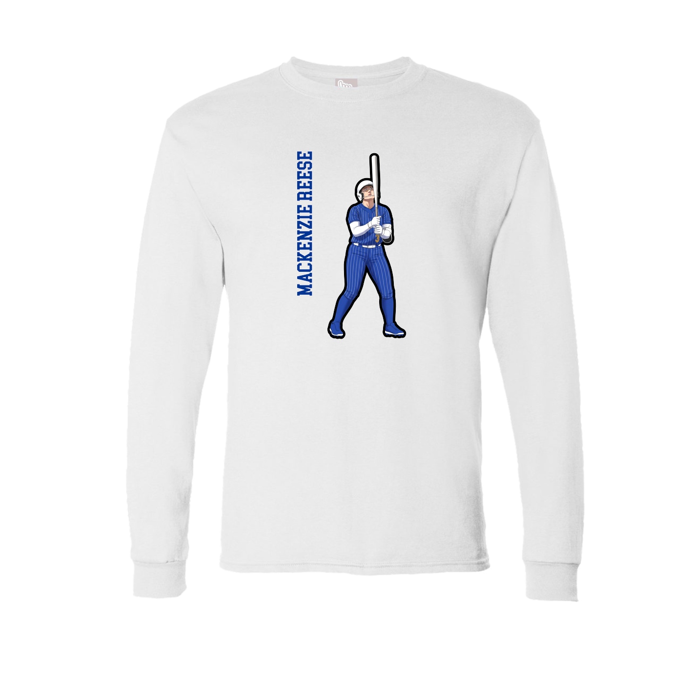 Long Sleeve Tee — Name Vertical in White