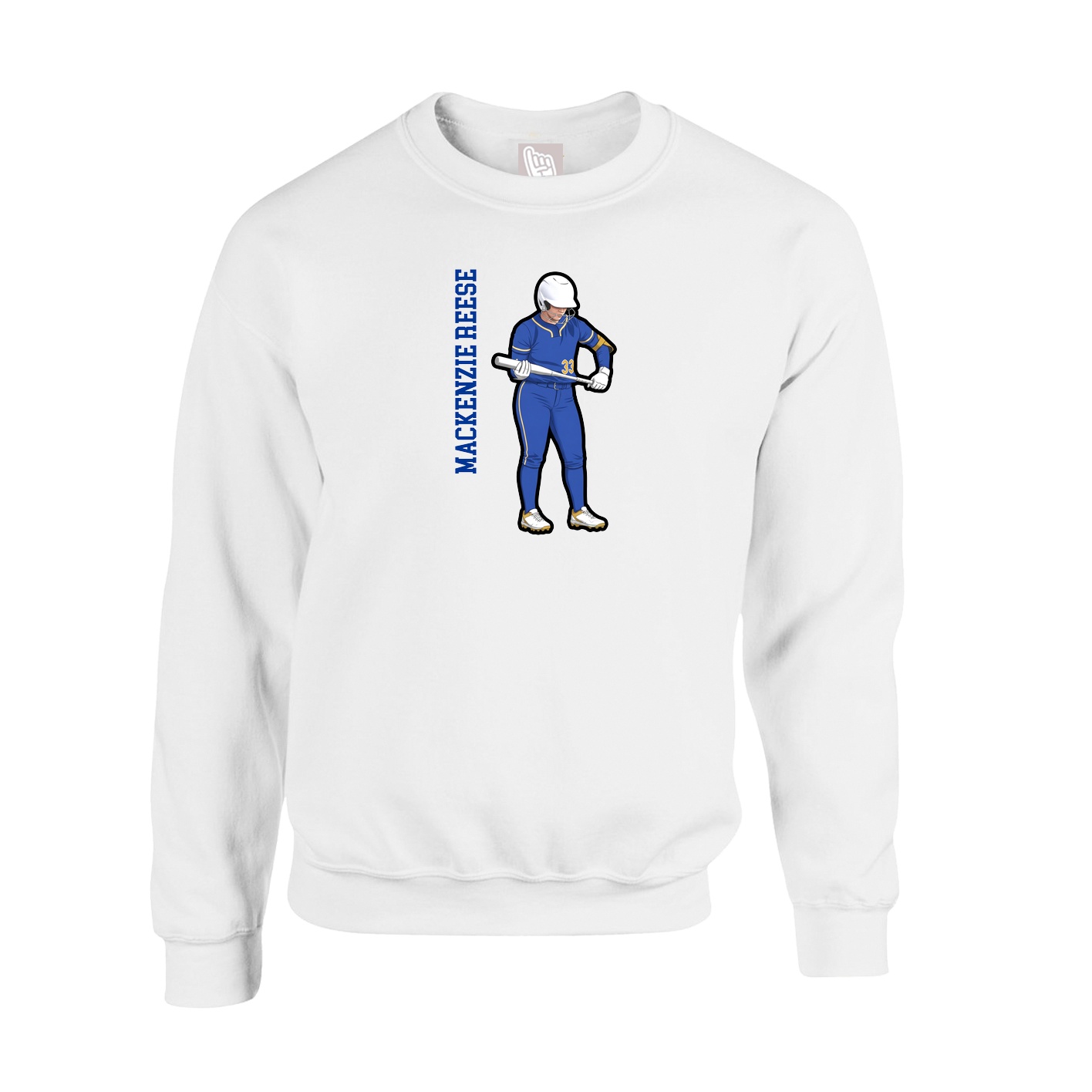 Fleece Crew — Name Vertical in White