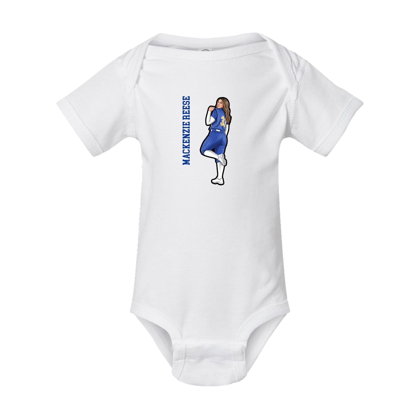 Baby Onesie — Name Vertical in White