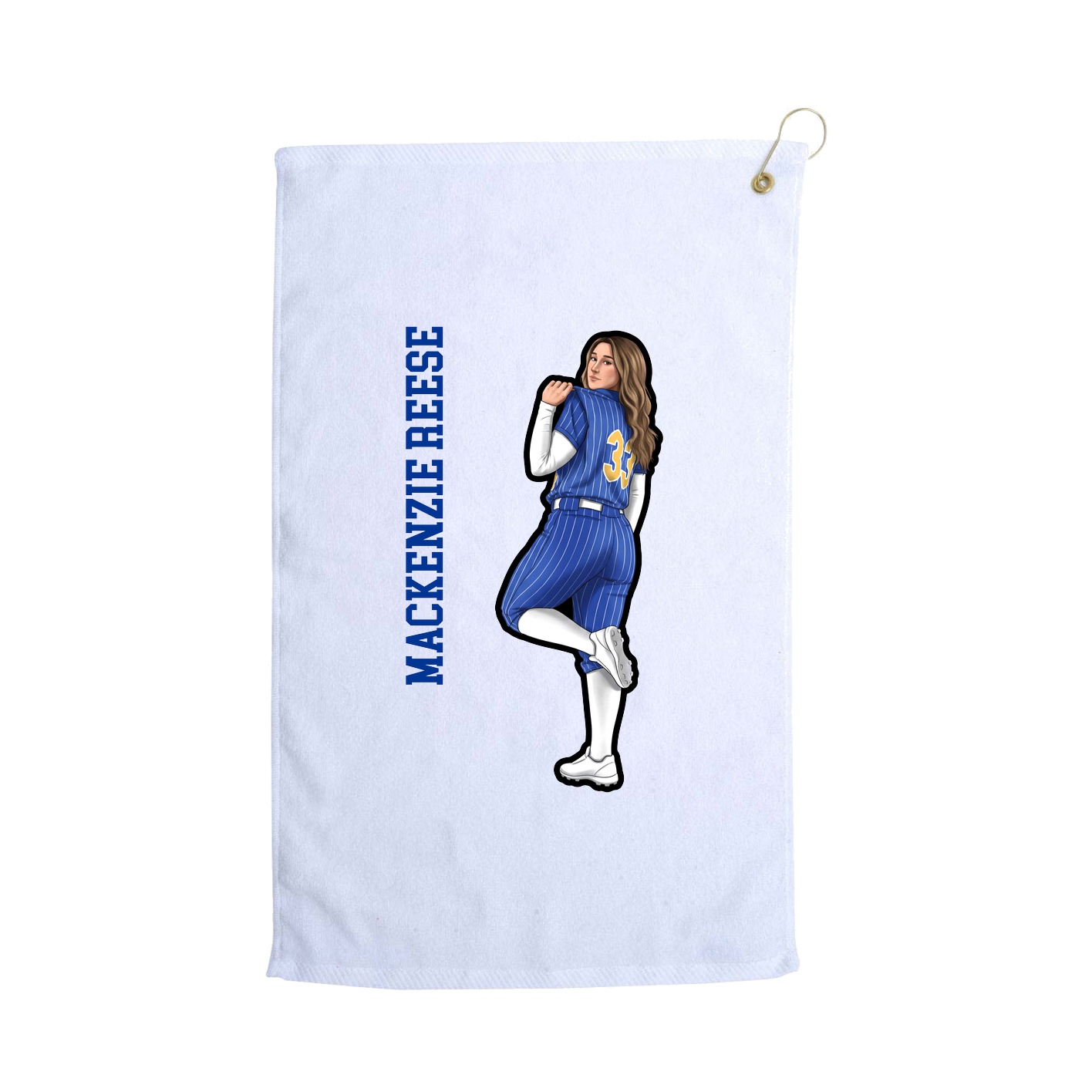 Golf Towel — Name Vertical in White