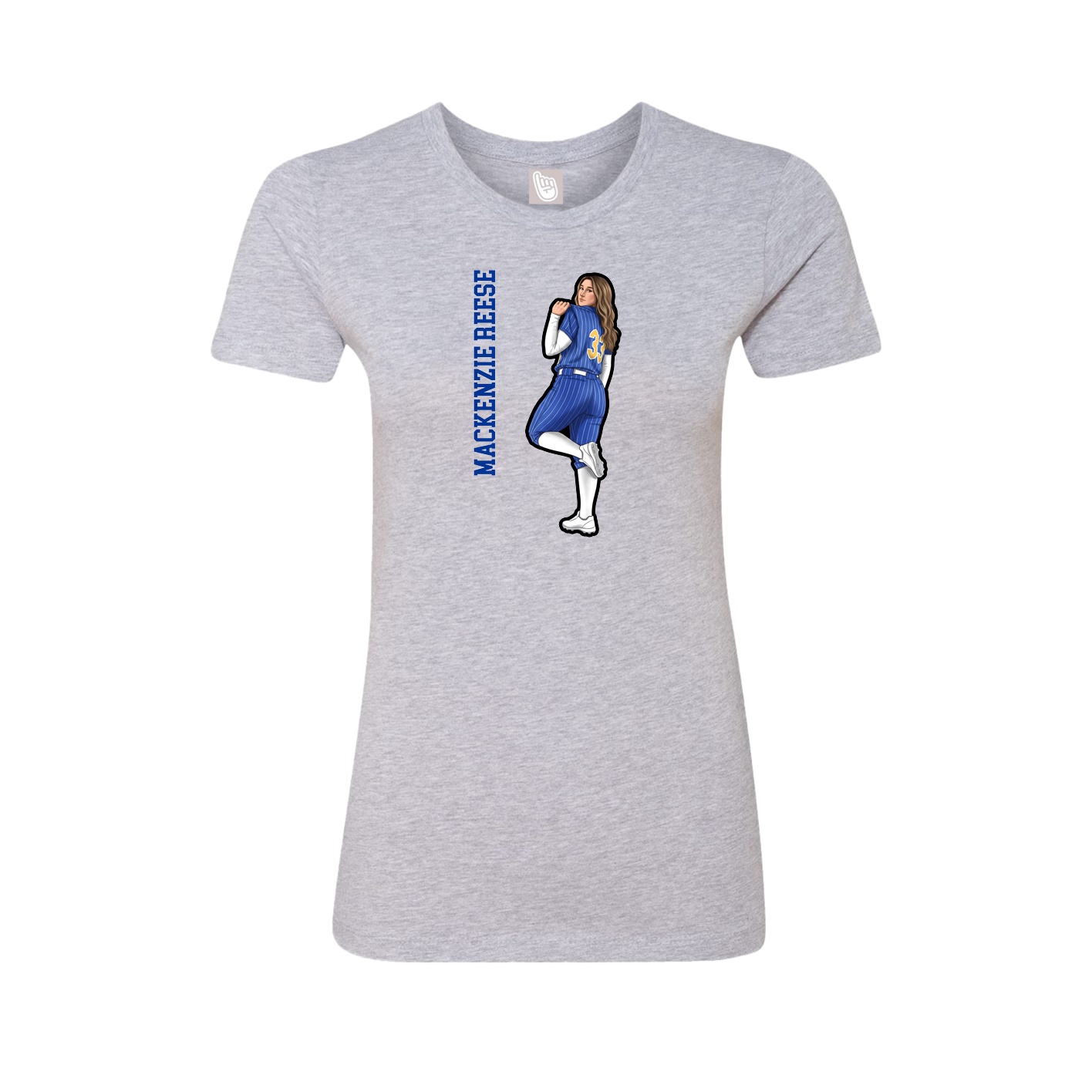 Womens Tee — Name Vertical in Grey