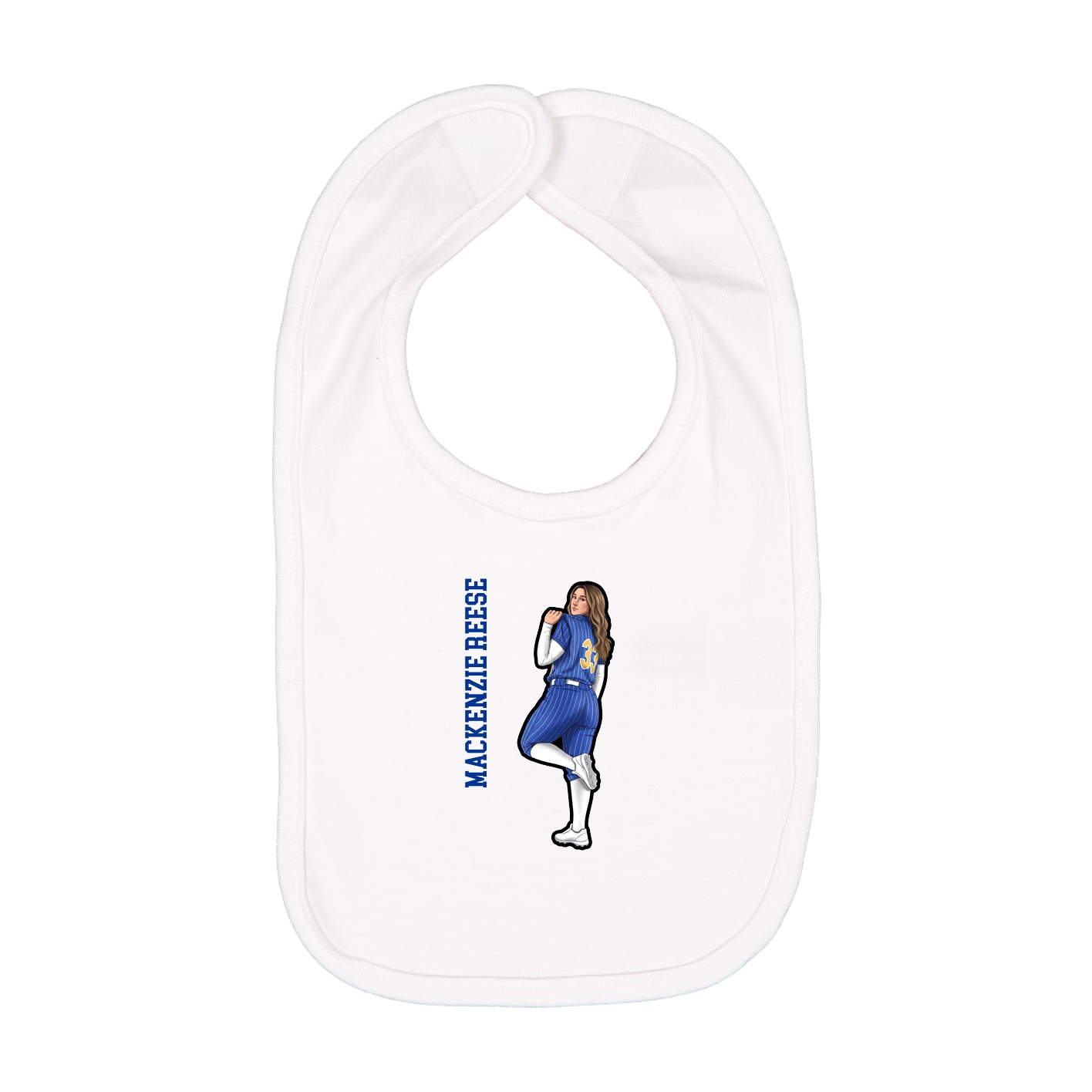Infant Bib — Name Vertical in White
