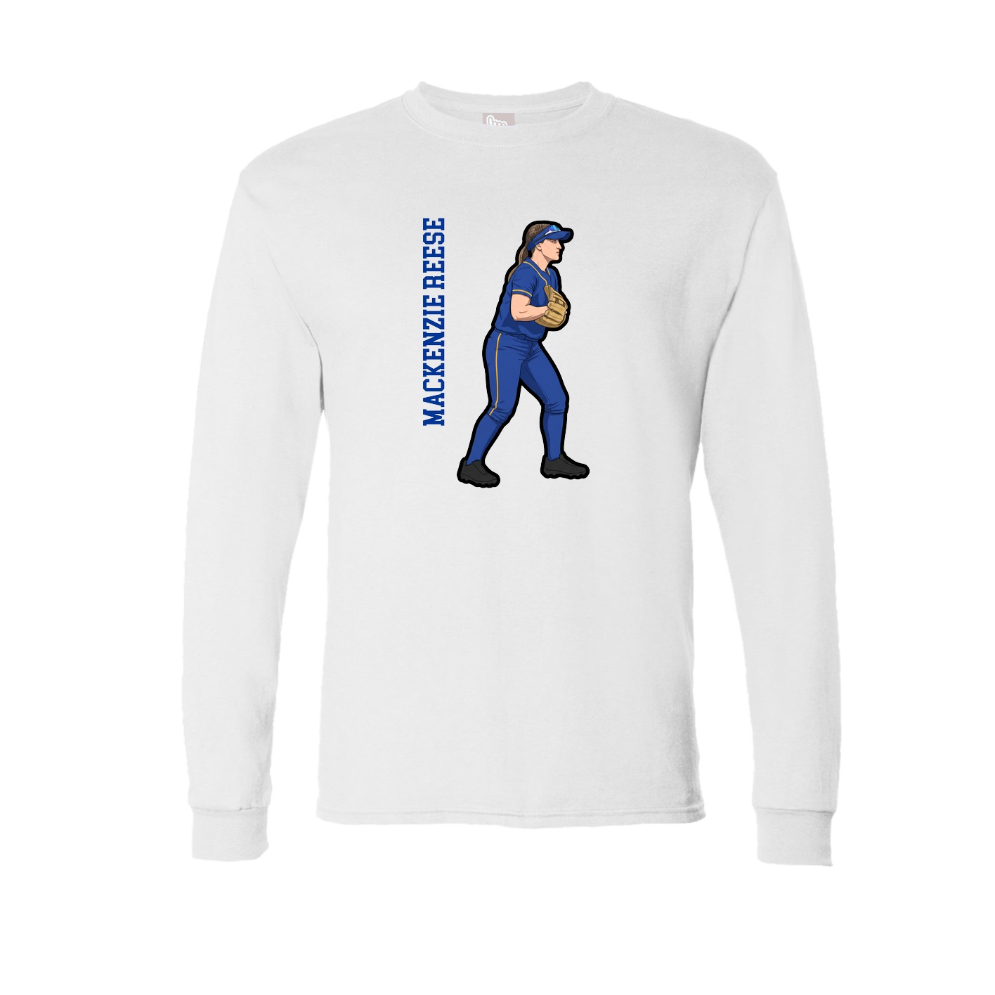 Long Sleeve Tee — Name Vertical in White