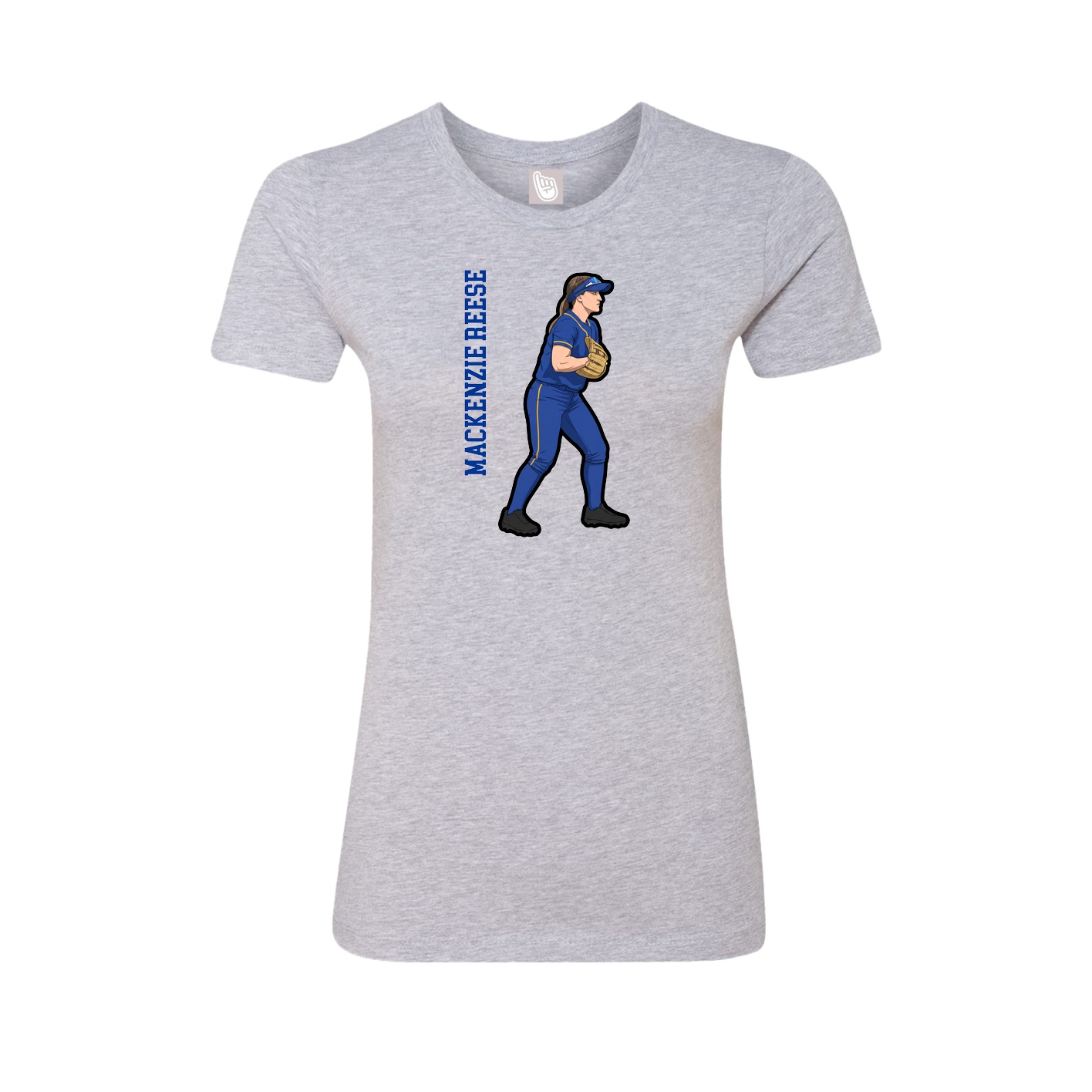 Womens Tee — Name Vertical in Grey
