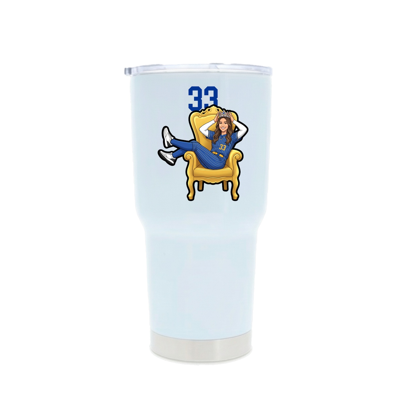 30oz Stainless Steel Tumbler — Number Top in White