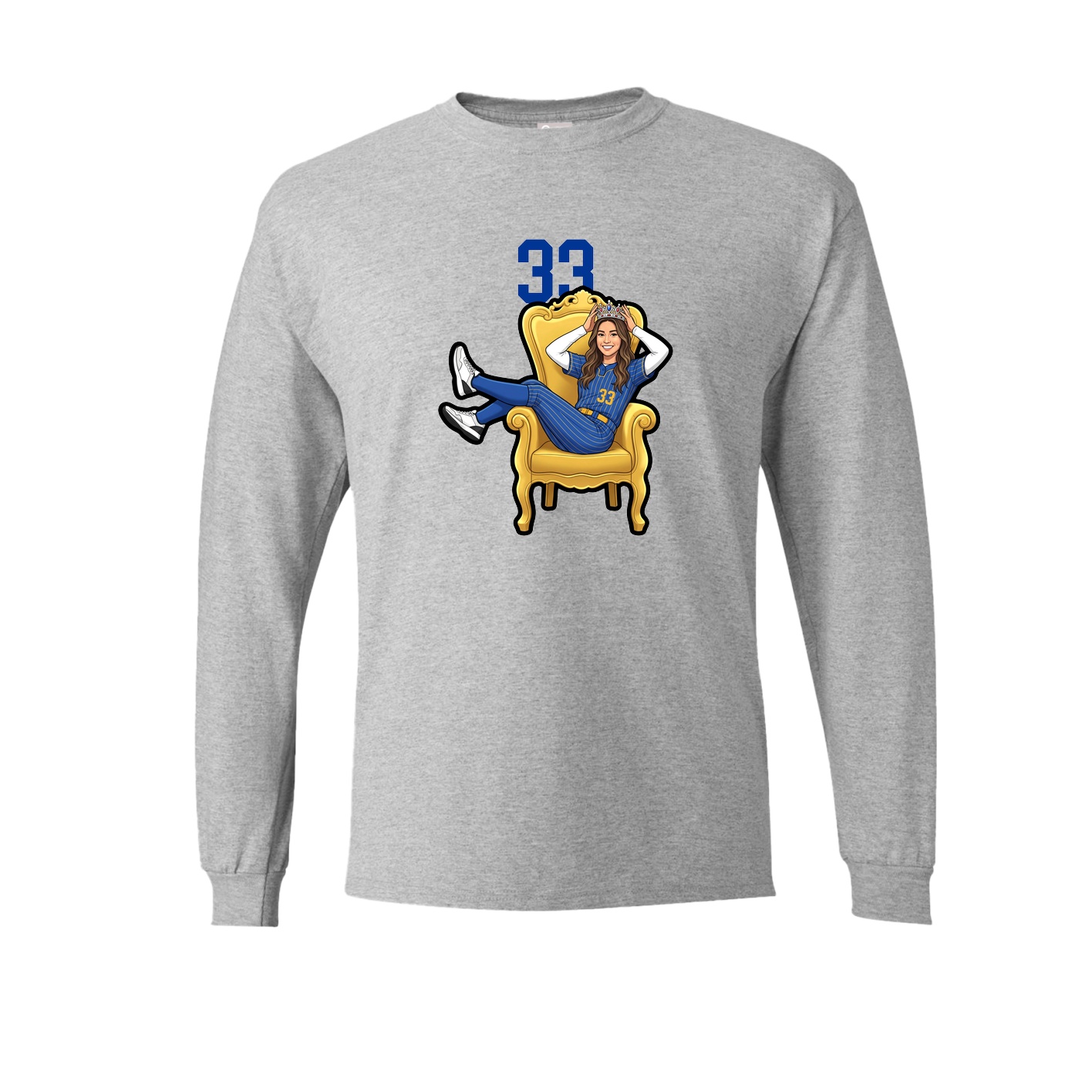 Long Sleeve Tee — Number Top in Grey