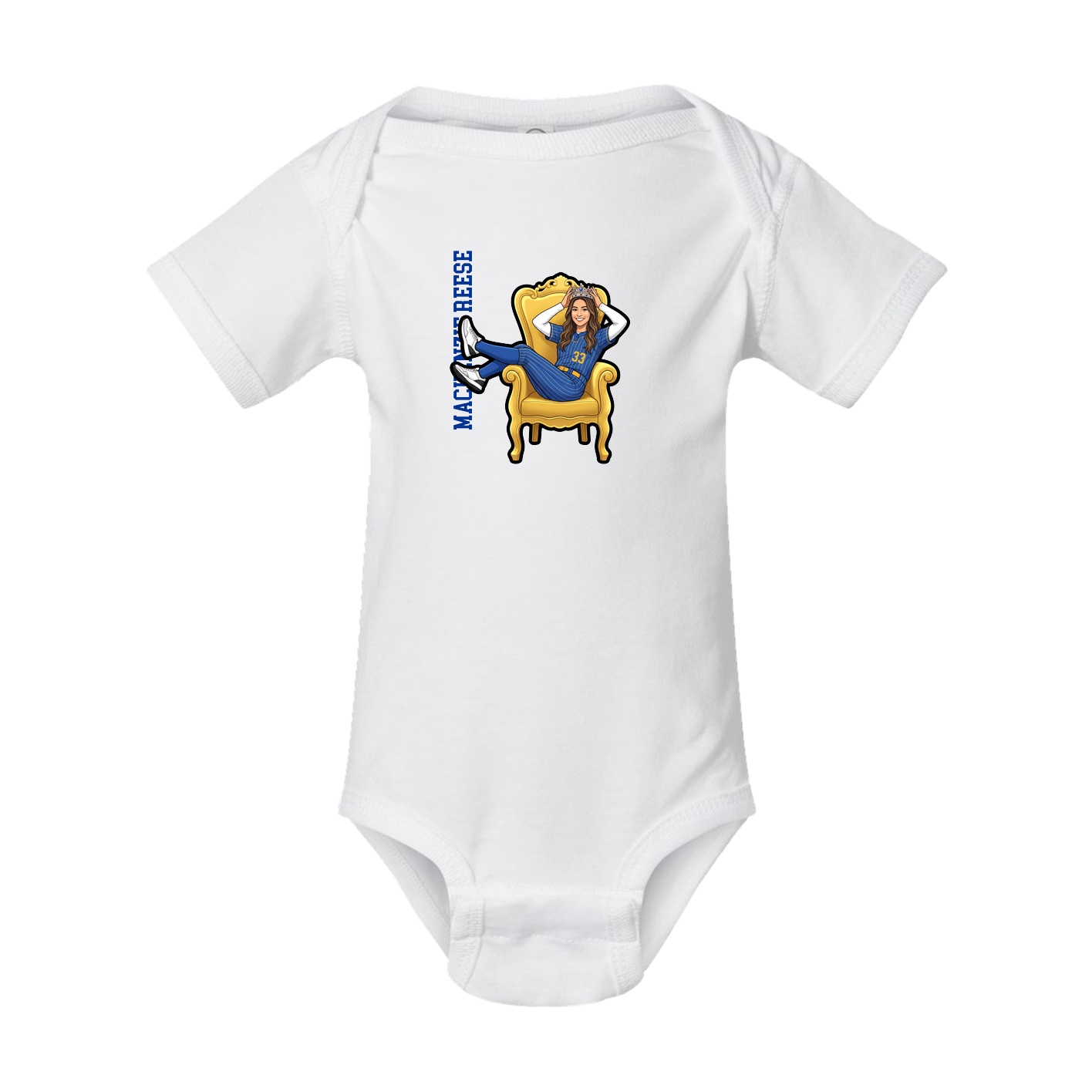 Baby Onesie — Name Vertical in White