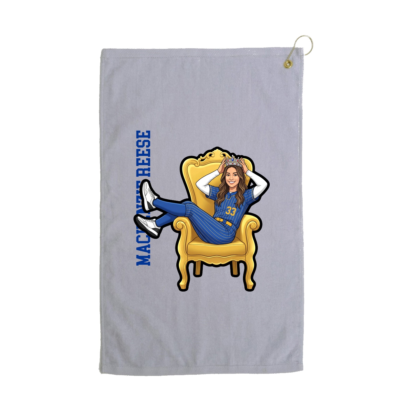 Golf Towel — Name Vertical in Grey