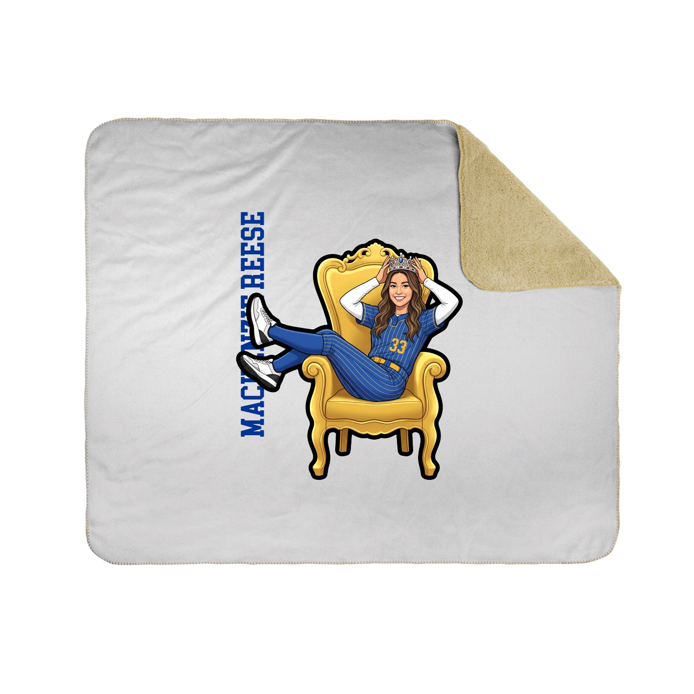 Throw Blanket — Name Vertical in White
