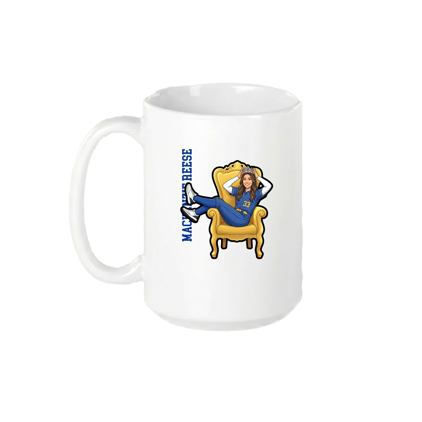 15oz Coffee Mug — Name Vertical in White
