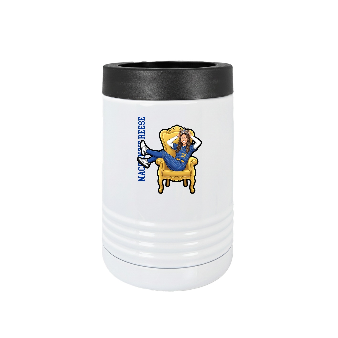 Beverage Holder — Name Vertical in White