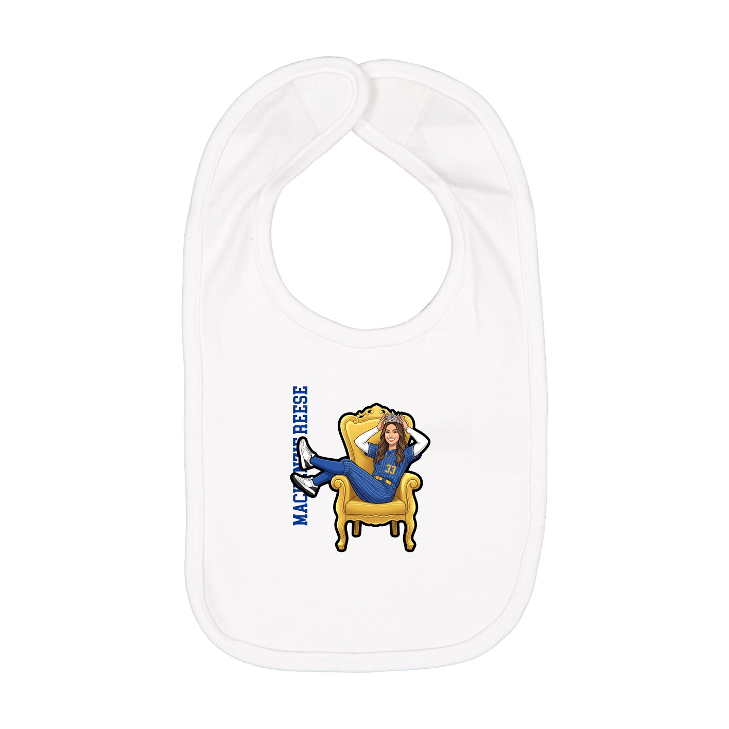 Infant Bib — Name Vertical in White