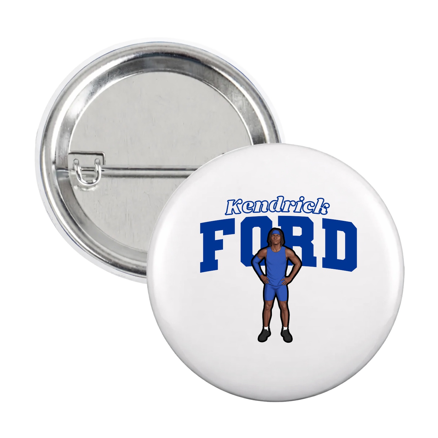 Game Day Button — Name Arch in White