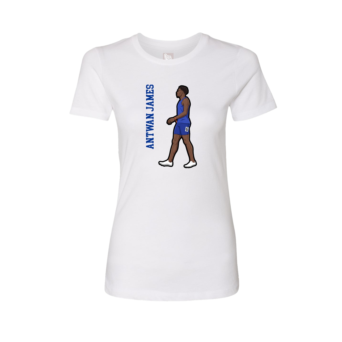 Fitted Women's Tee — Name Vertical in White