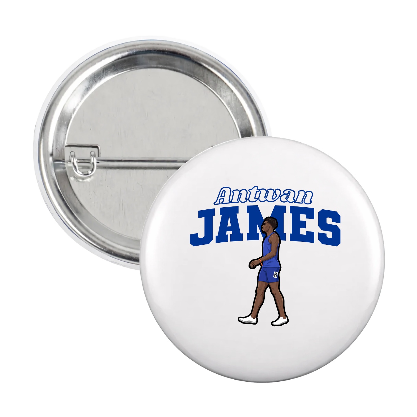 Game Day Button — Name Arch in White