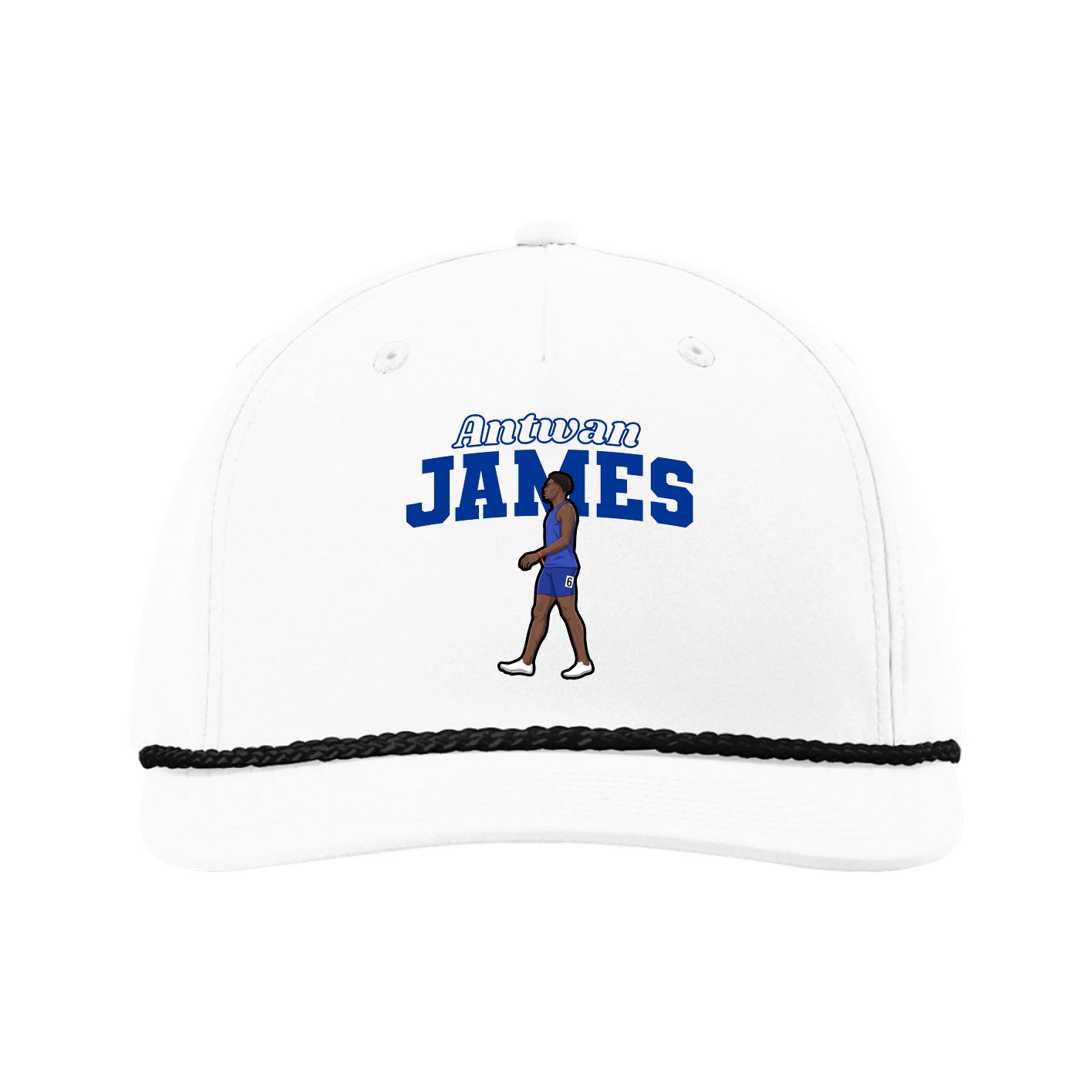 Five-Panel Classic Rope Cap — Name Arch in White