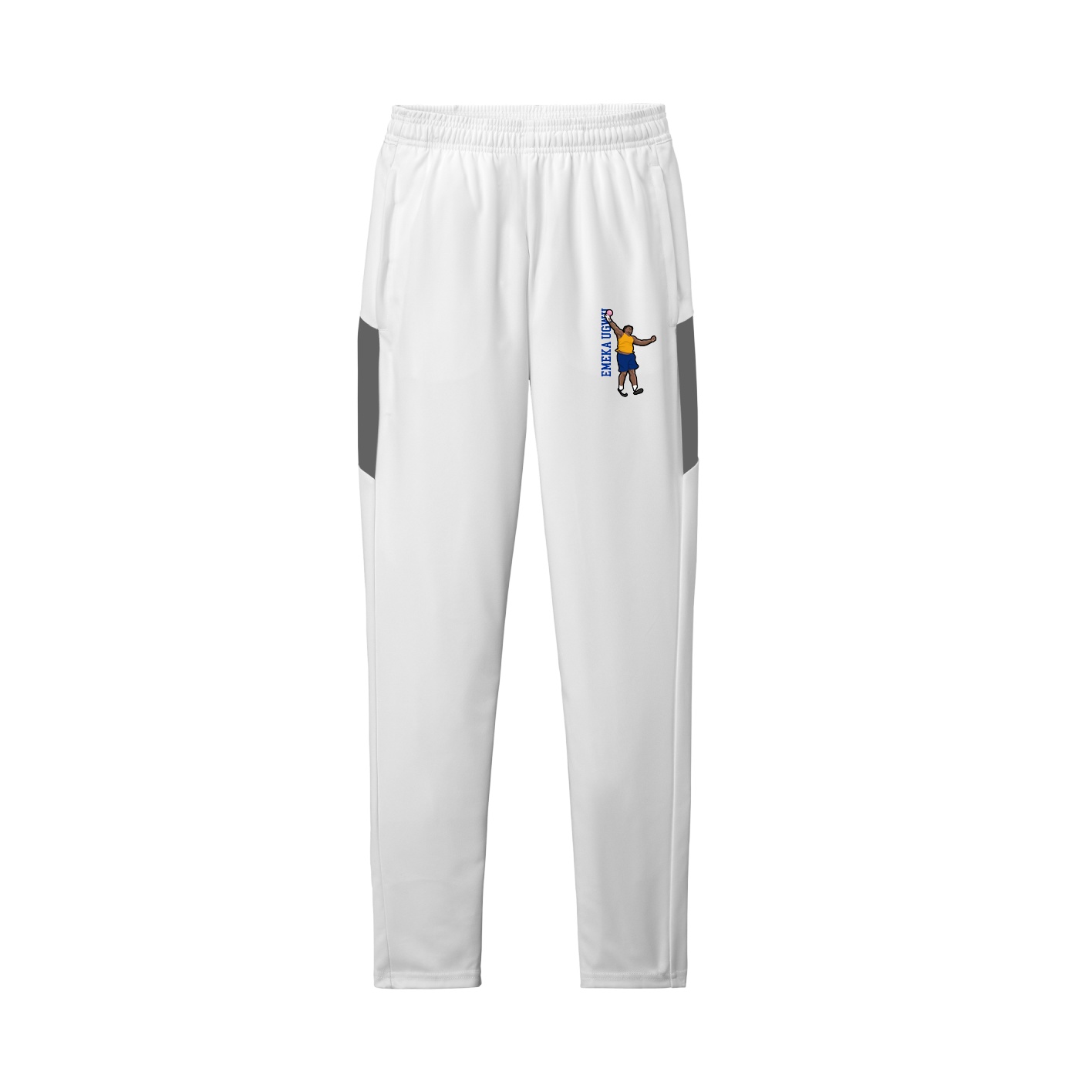 Team Travel Pant — Name Vertical in White/Grey