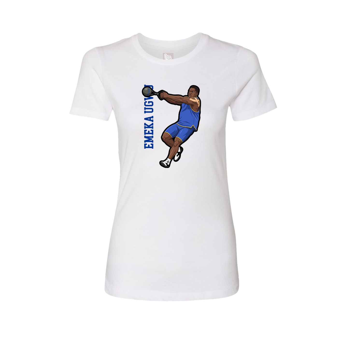 Fitted Women's Tee — Name Vertical in White