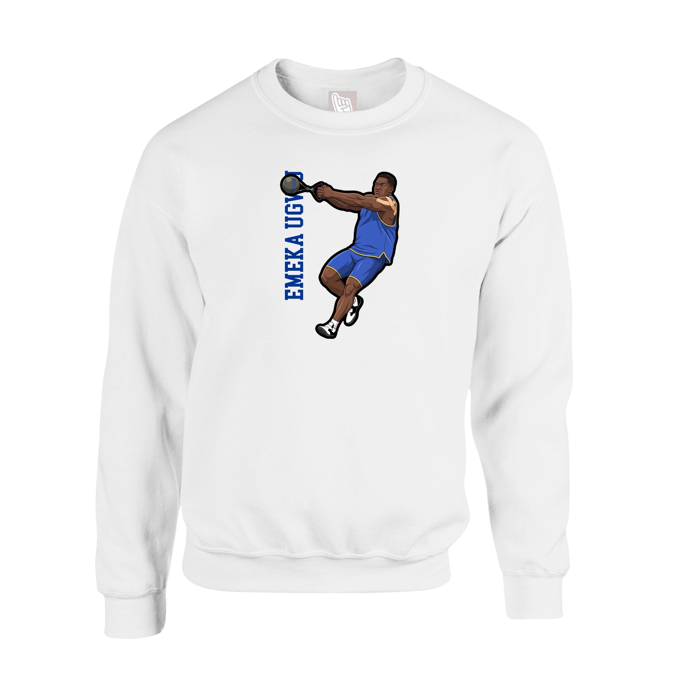 Fleece Crew — Name Vertical in White